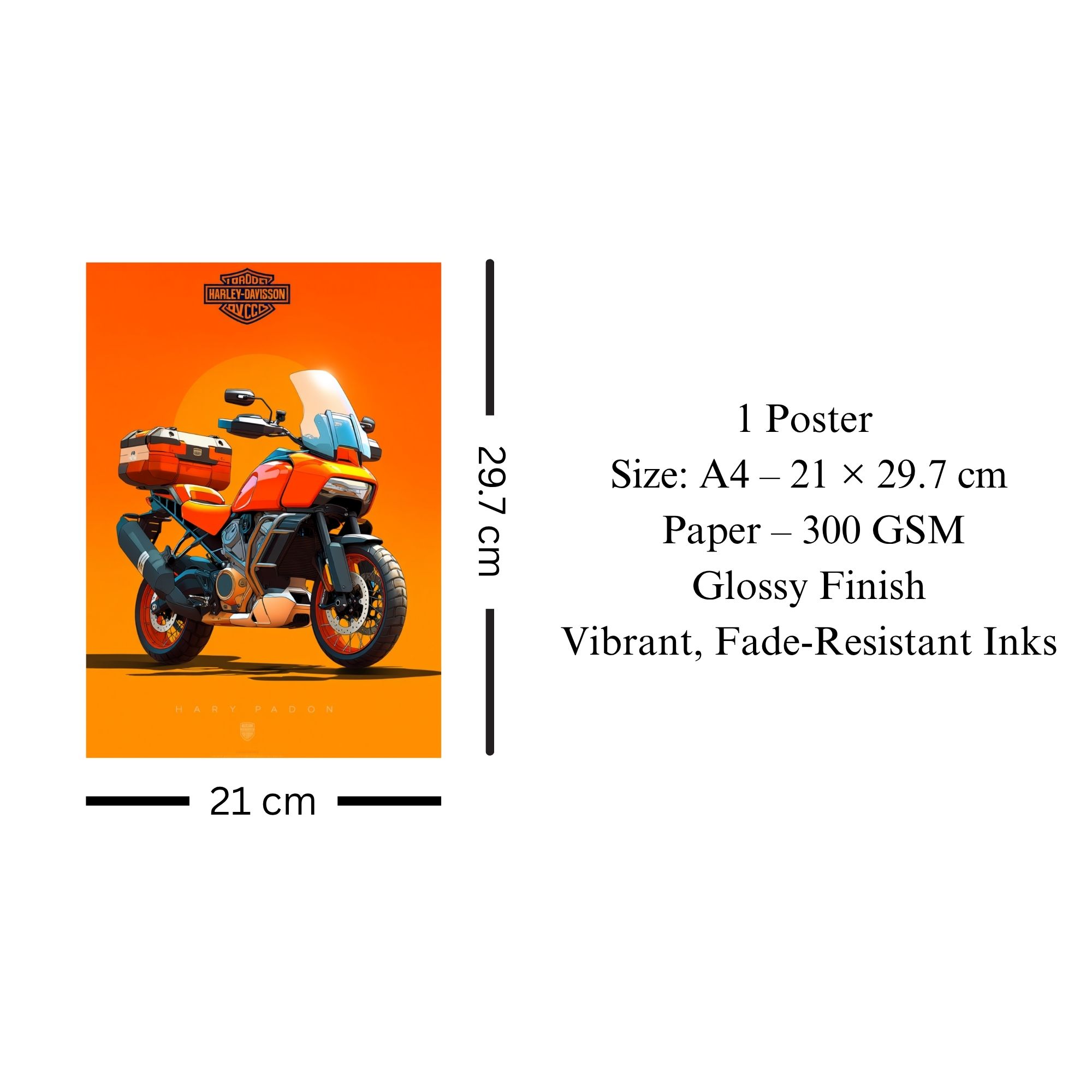 Harley-Davidson Adventure Touring Bike Poster A4 | Premium Wall Art image 3