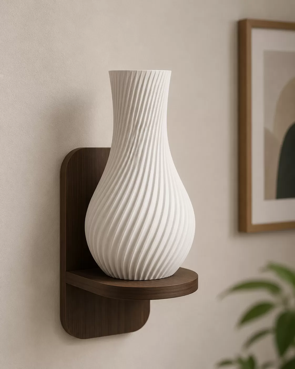 Imaginoz 3D Printed Spiral Decorative Vase | Modern Minimalist Flower Vase | Premium PLA Home Decor | White image 2