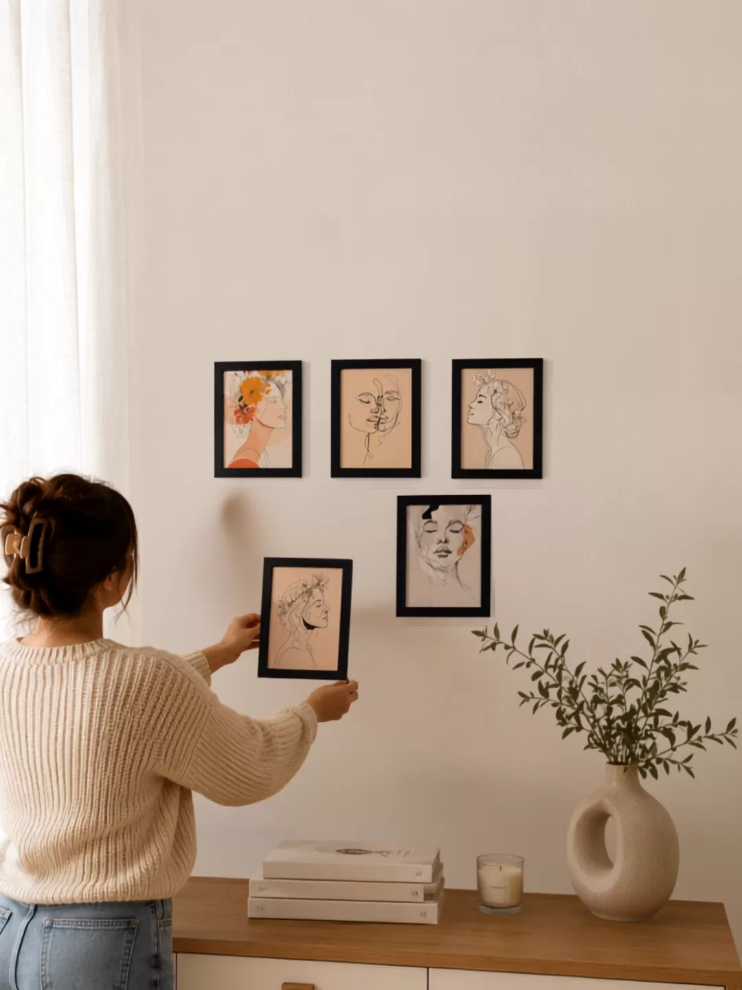 Imaginoz Minimalist Women Line Art Frame Set | A5 Size | Glossy Finish | Pack of 5 | Aesthetic Gallery Wall Decor  Short Descrip - imaginoz-minimalist-women-line-art-frame-set-a5-size-glossy-finish-pack-of-5-aesthetic-gallery-wall-decor-short-descrip_1784695580_nseu53