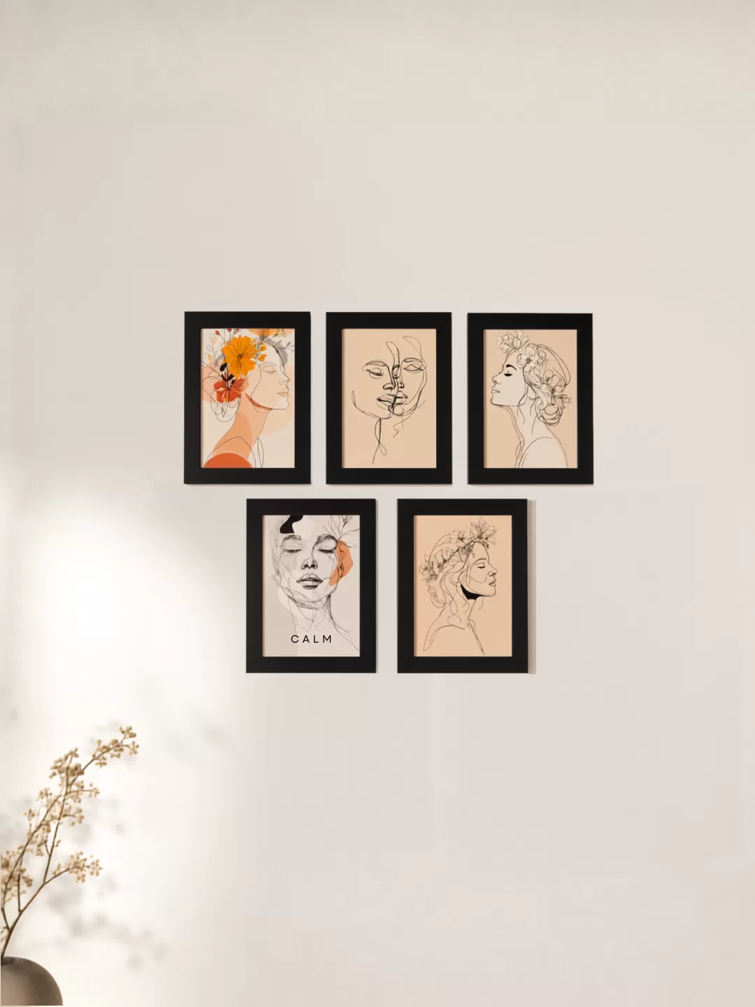 Imaginoz Minimalist Women Line Art Frame Set | A5 Size | Glossy Finish | Pack of 5 | Aesthetic Gallery Wall Decor  Short Descrip