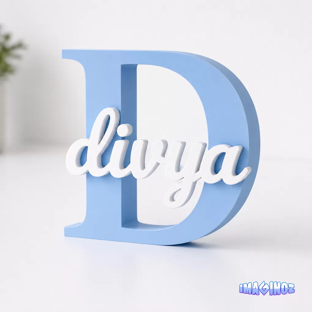 Imaginoz Personalized Initial Name Plaque | Custom 3D Printed Letter Sign | Premium PLA Name Decor | Personalized Gift