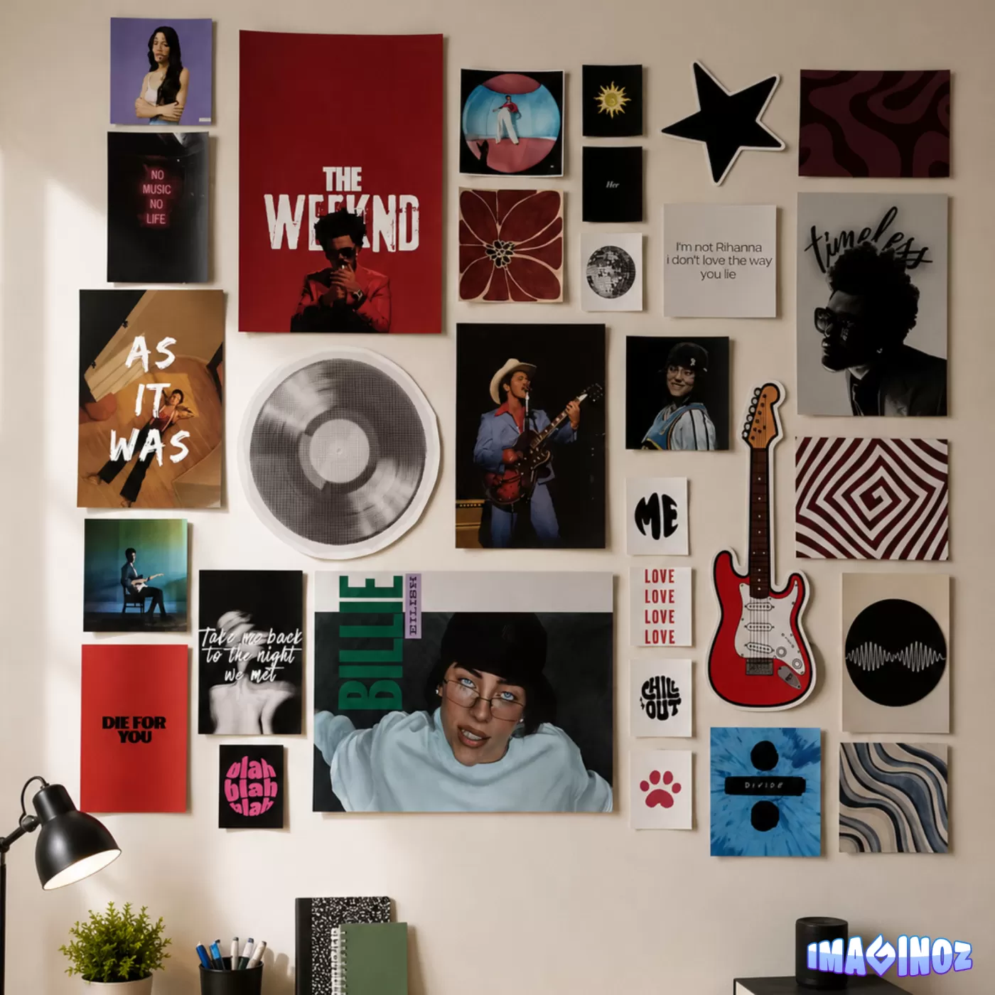 Music Mood Wall Poster Pack | 27 Premium Music Aesthetic Posters & 3 Cutouts for Room Decor