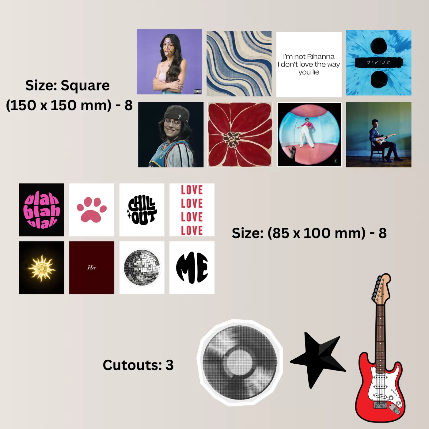 Music Mood Wall Poster Pack | 27 Premium Music Aesthetic Posters & 3 Cutouts for Room Decor image 3