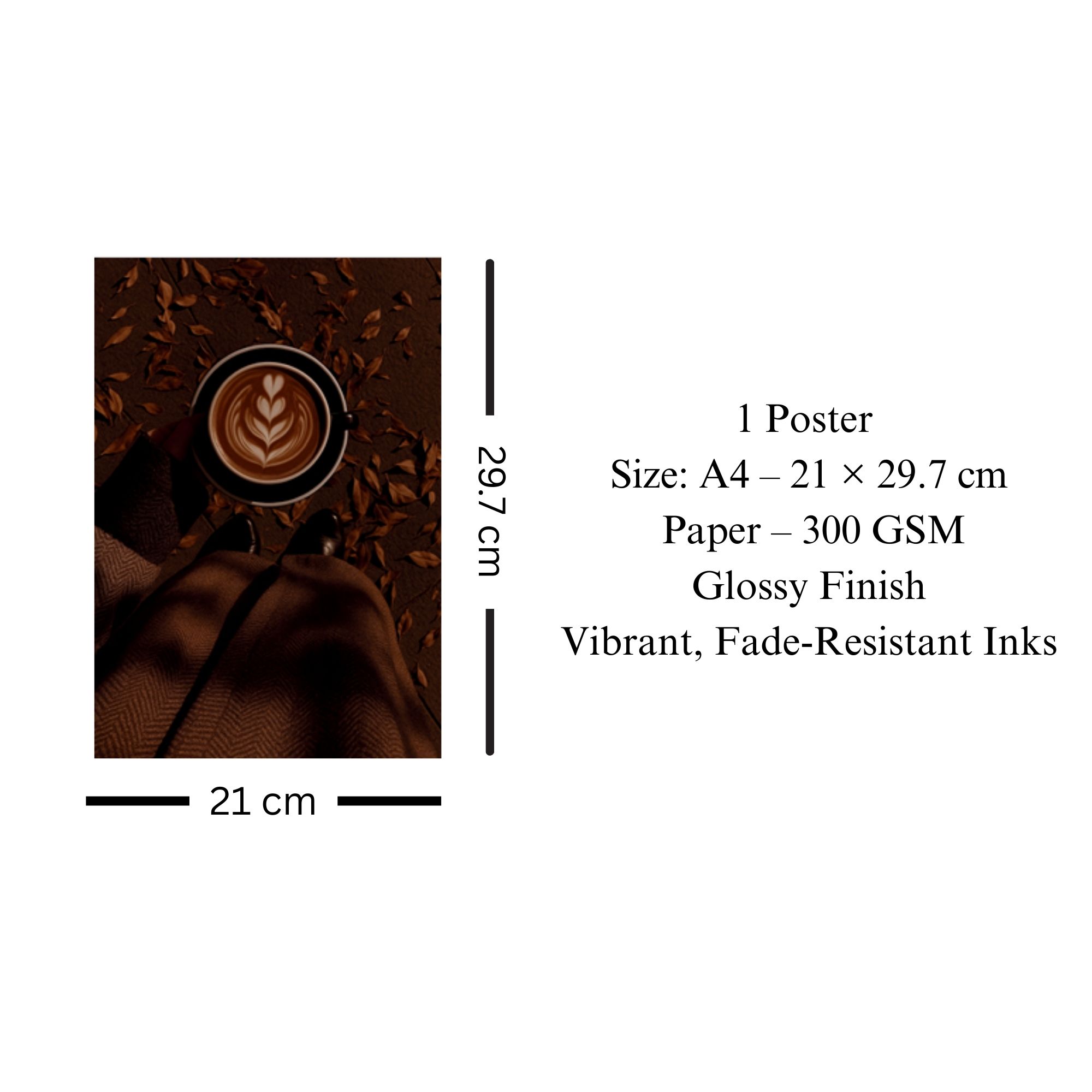 Autumn Coffee Brown Aesthetic Poster A4 image 3