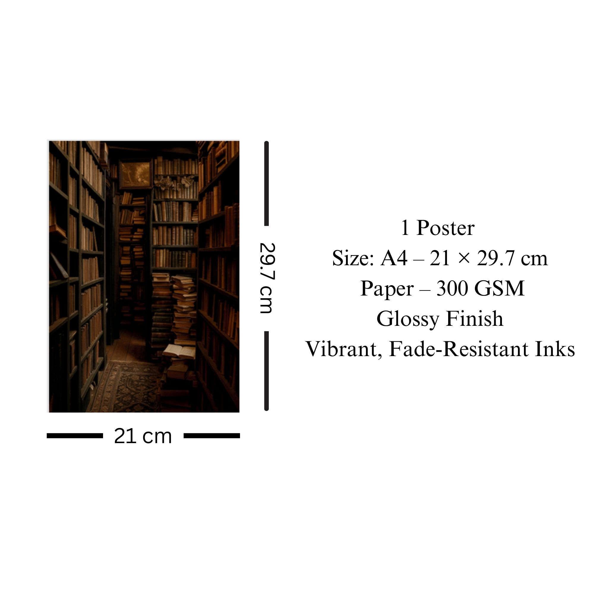 Brown Aesthetic Vintage Library Poster A4 image 3