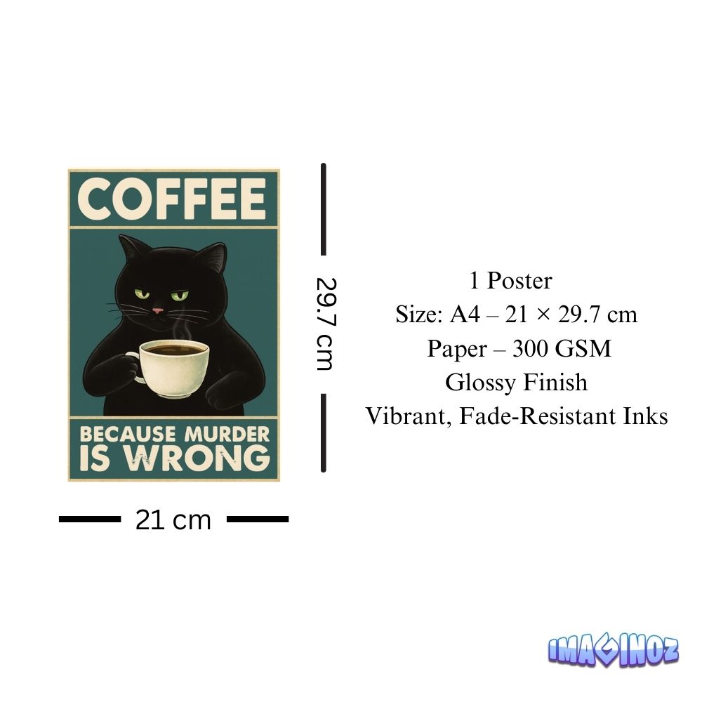 Coffee Cat Savage Poster A4 image 3