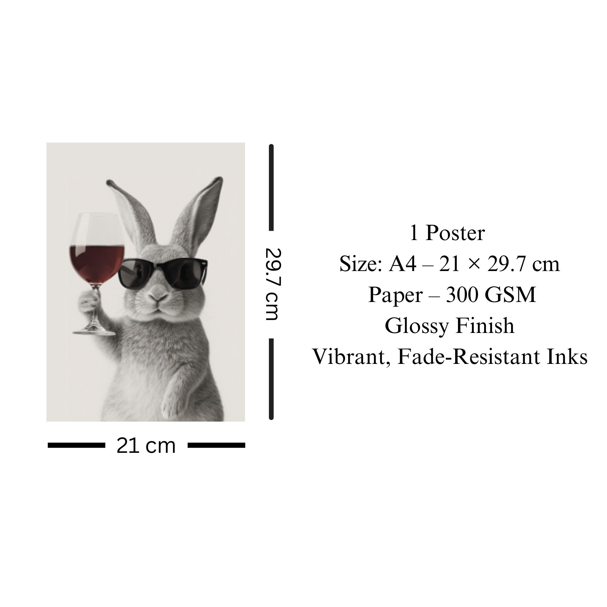 Cool Bunny with Wine Glass Poster A4 image 3