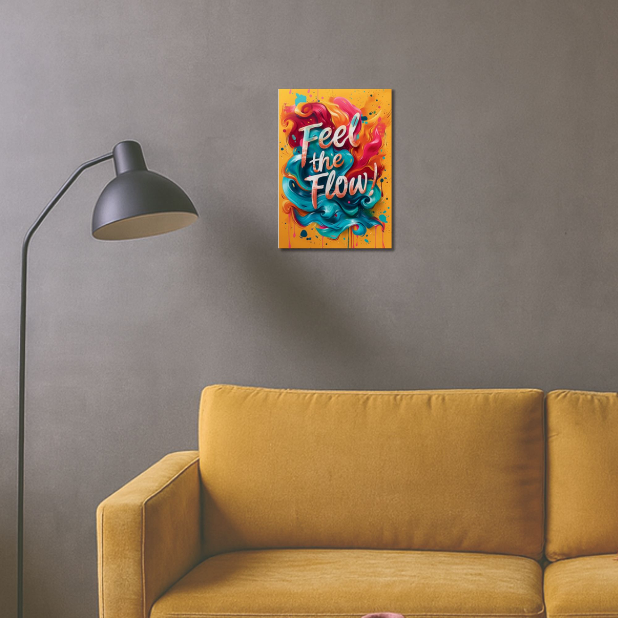 Feel the Flow Yellow Abstract Poster A4 image 2