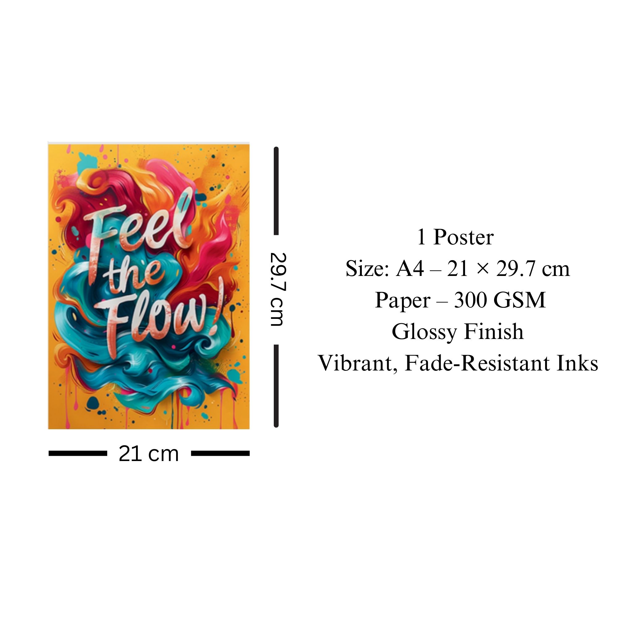 Feel the Flow Yellow Abstract Poster A4 image 3