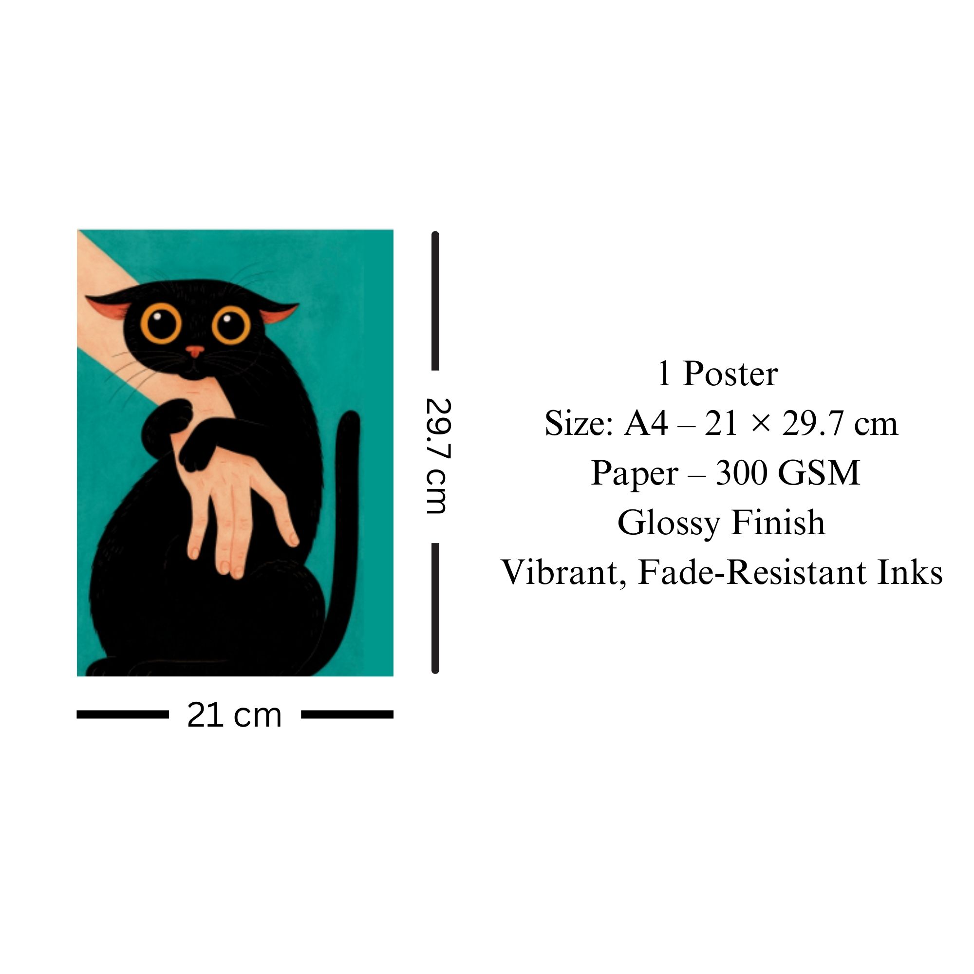Funky Black Cat Poster A4 image 3