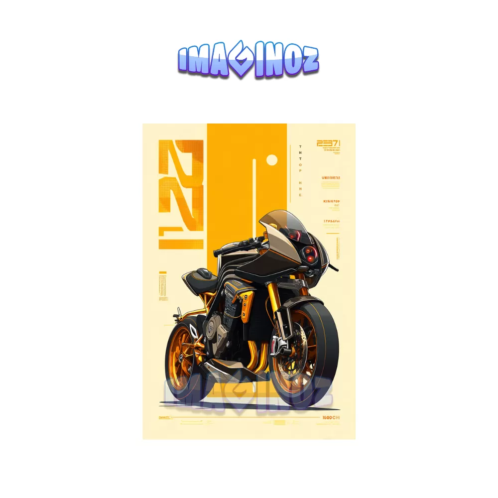 Futuristic Superbike Poster A4 | Tech-Inspired Motorcycle Wall Art