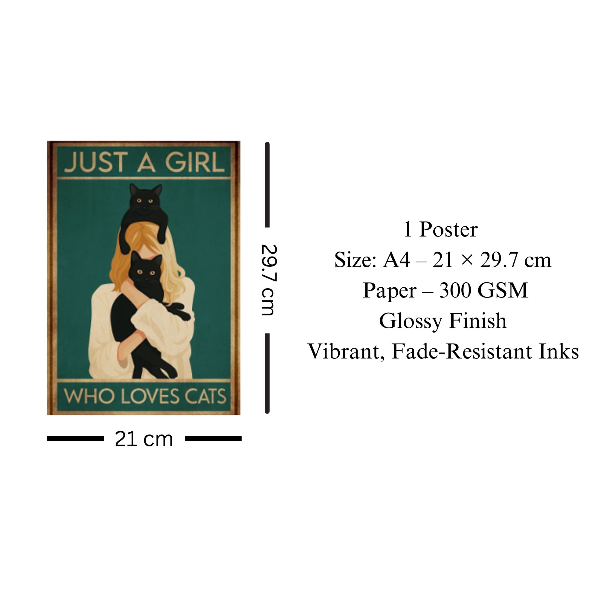 Just a Girl Who Loves Cats Poster A4 image 3