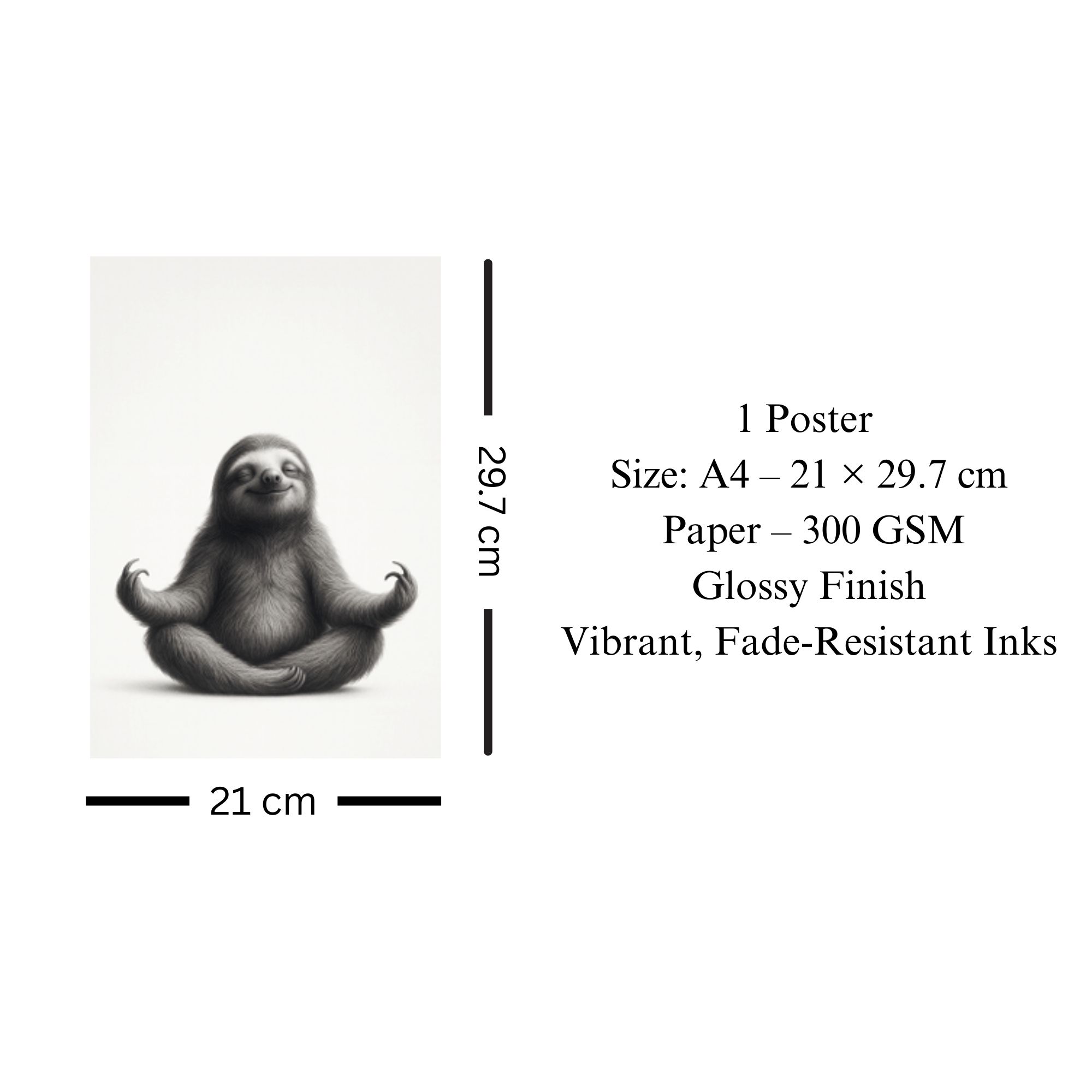 Meditating Sloth Poster A4 image 3