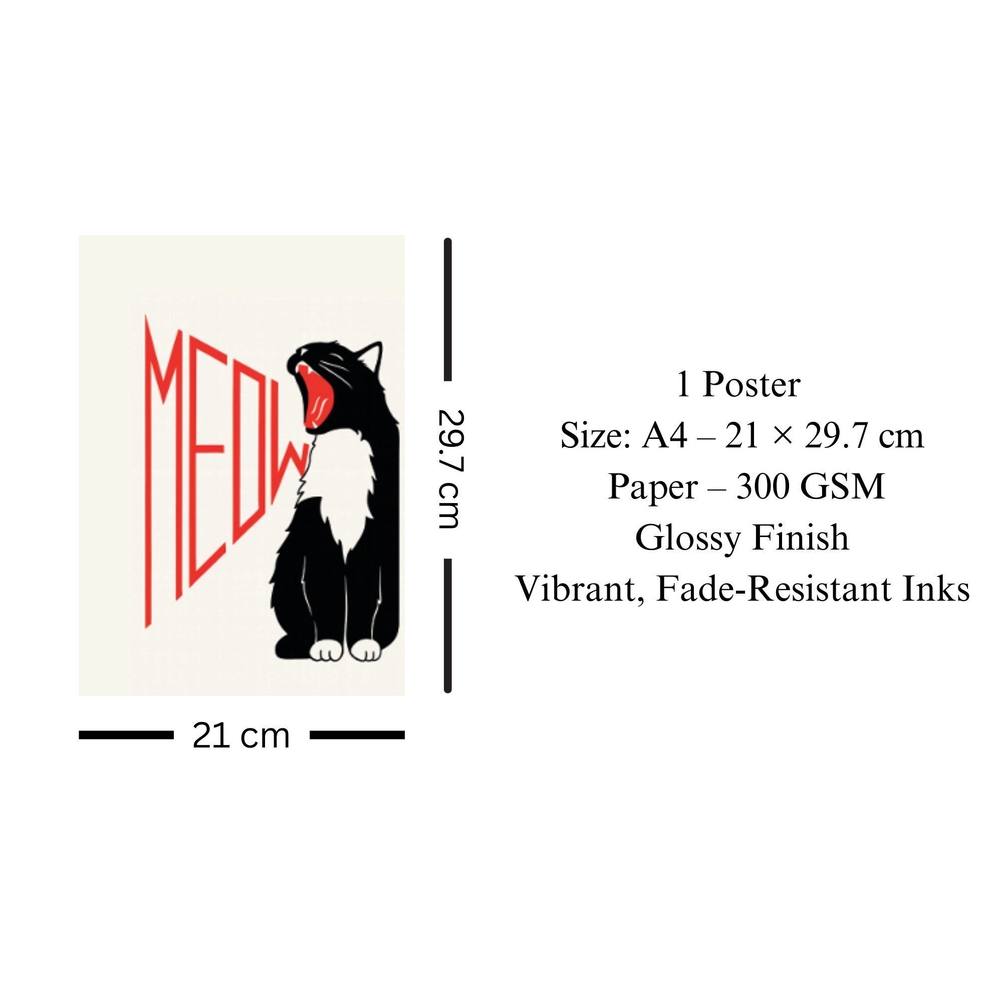 Meow Cat Poster A4 image 3