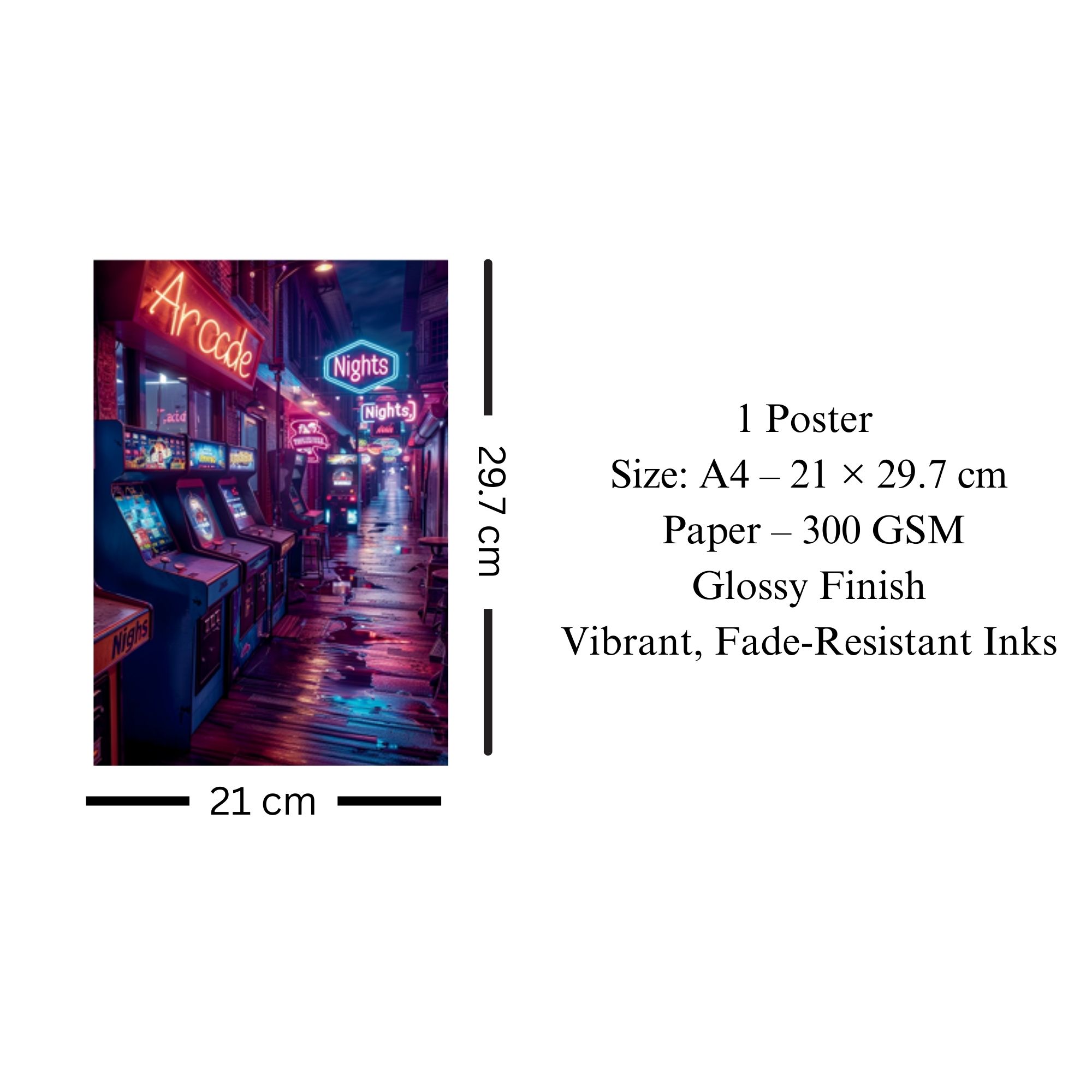 Neon Arcade Nights Poster A4 image 3