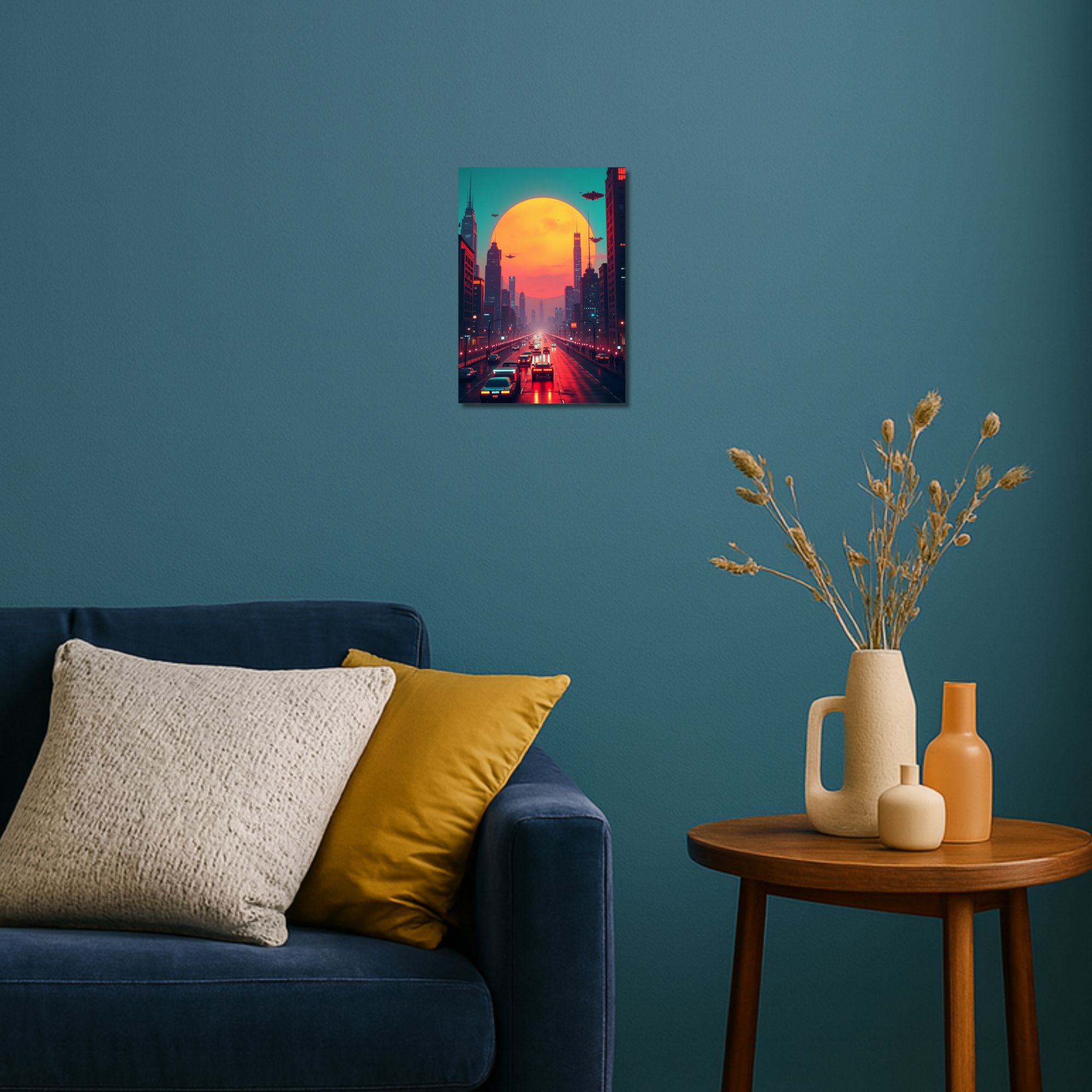 Neon City Sunset Poster A4 image 2