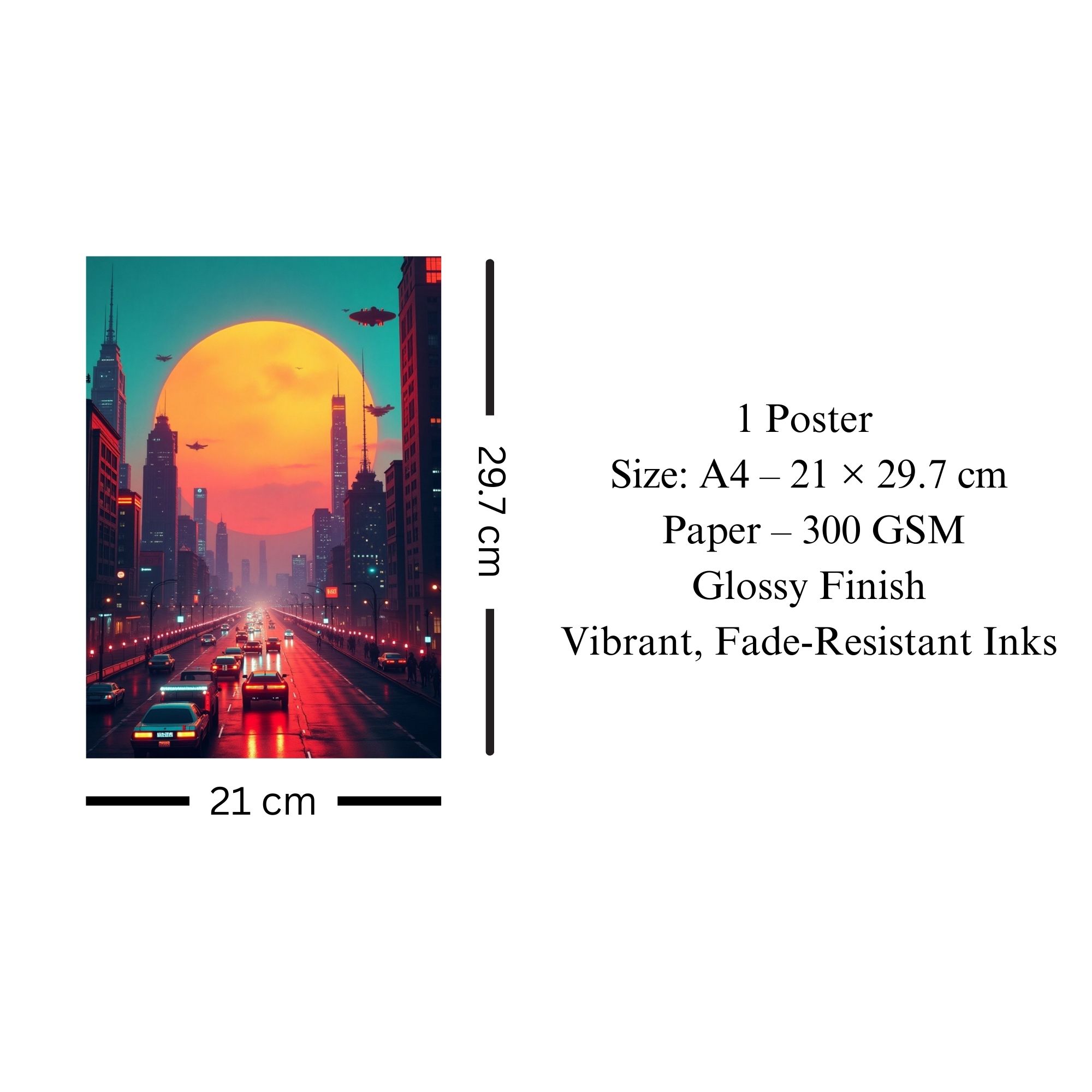 Neon City Sunset Poster A4 image 3