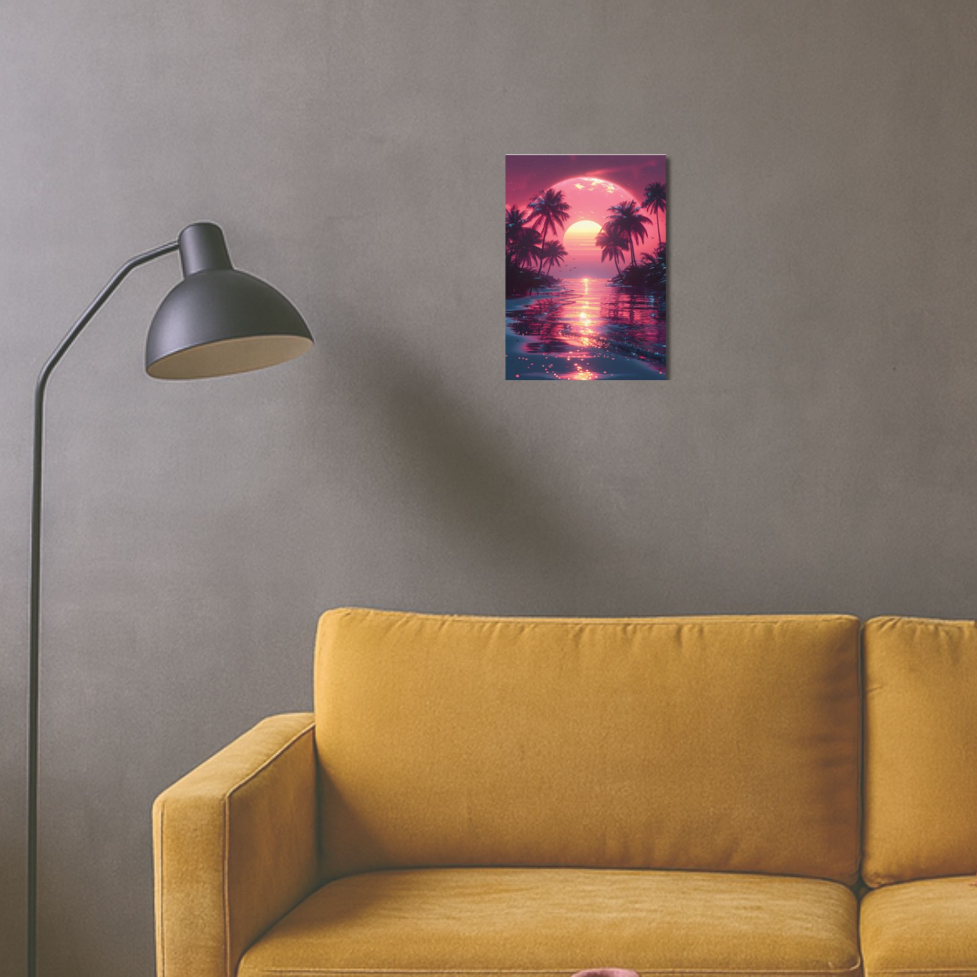 Neon Sunset Palm Beach Poster A4 image 2