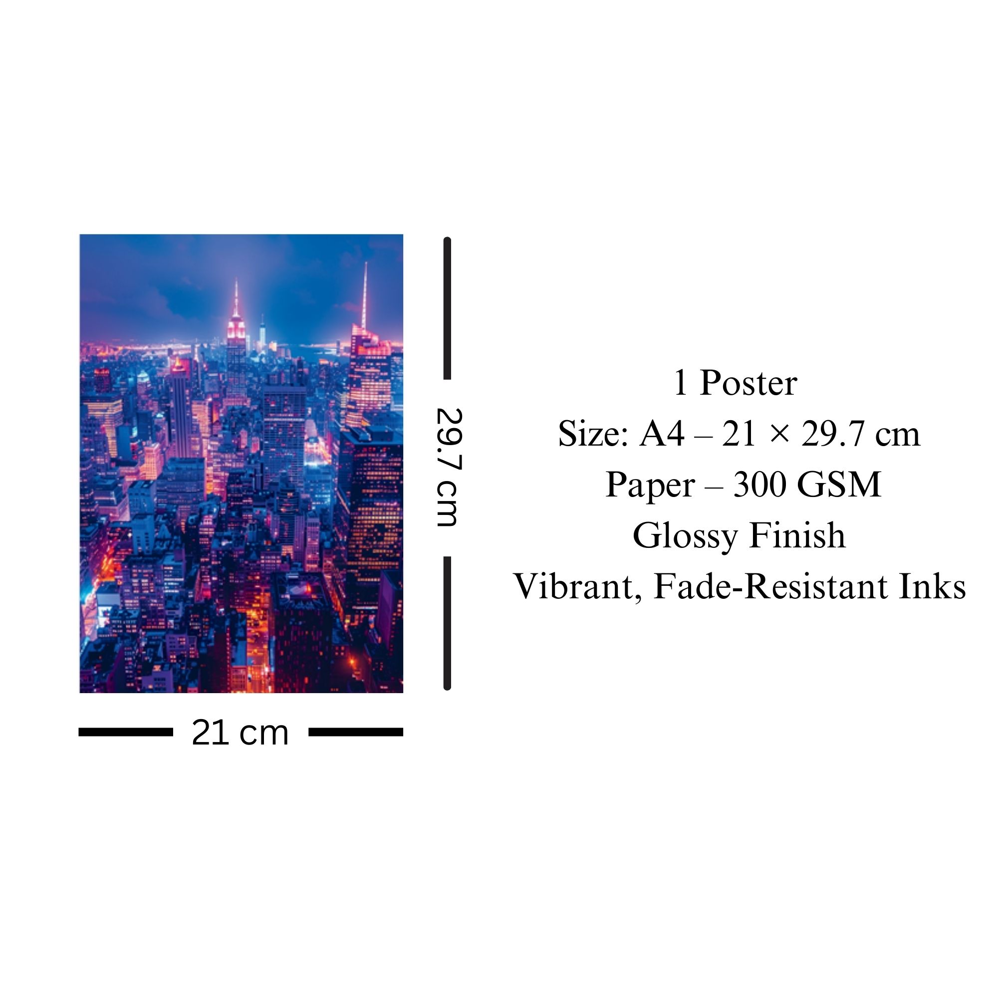New York Night Skyline Poster A4 image 3