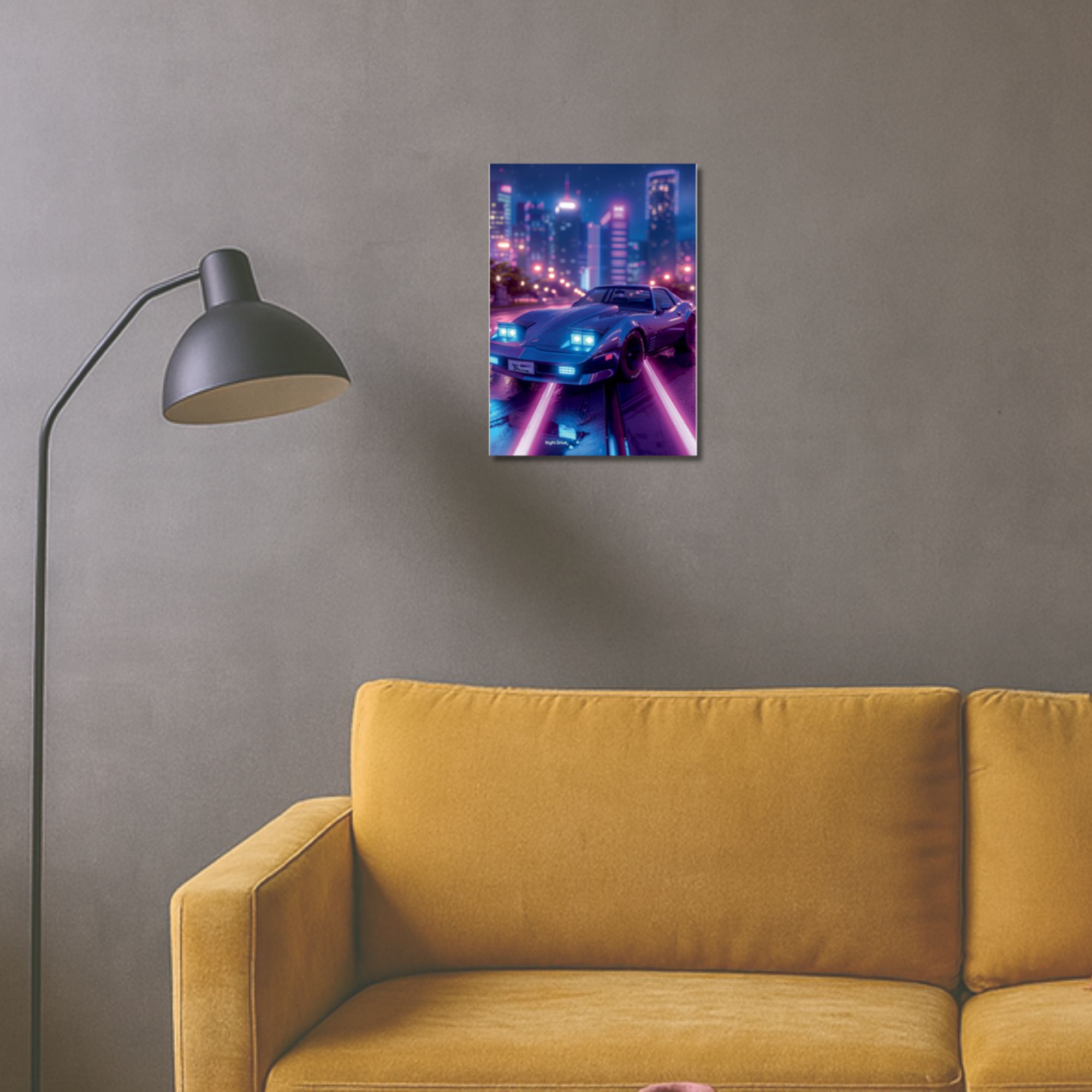 Night Drive Synthwave Poster A4 image 2