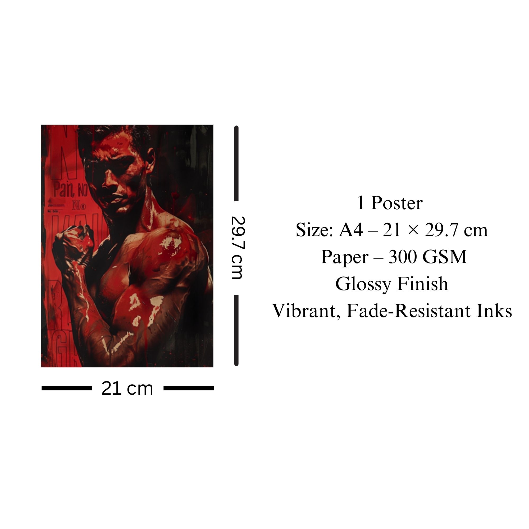 No Pain No Gain Gym Poster A4 image 3