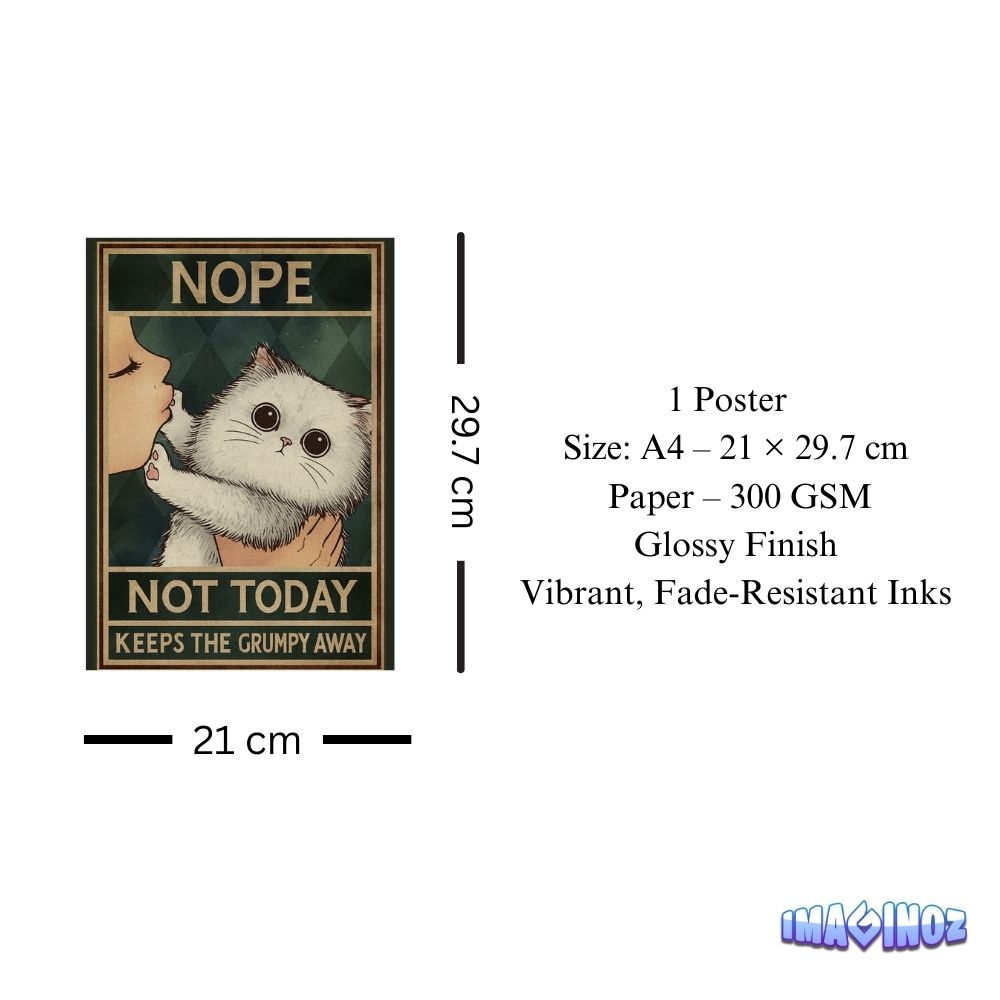 Nope Not Today Cat Poster A4 image 3
