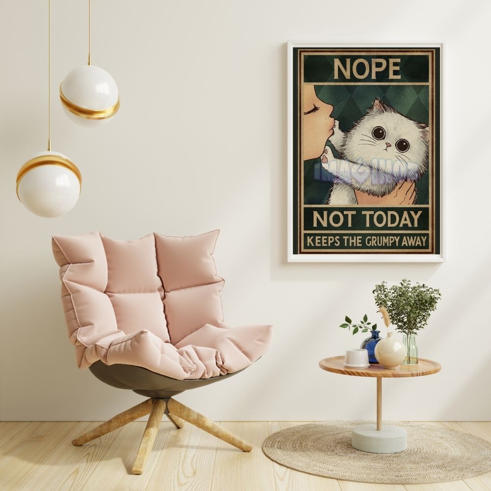 Nope Not Today Cat Poster A4 image 2