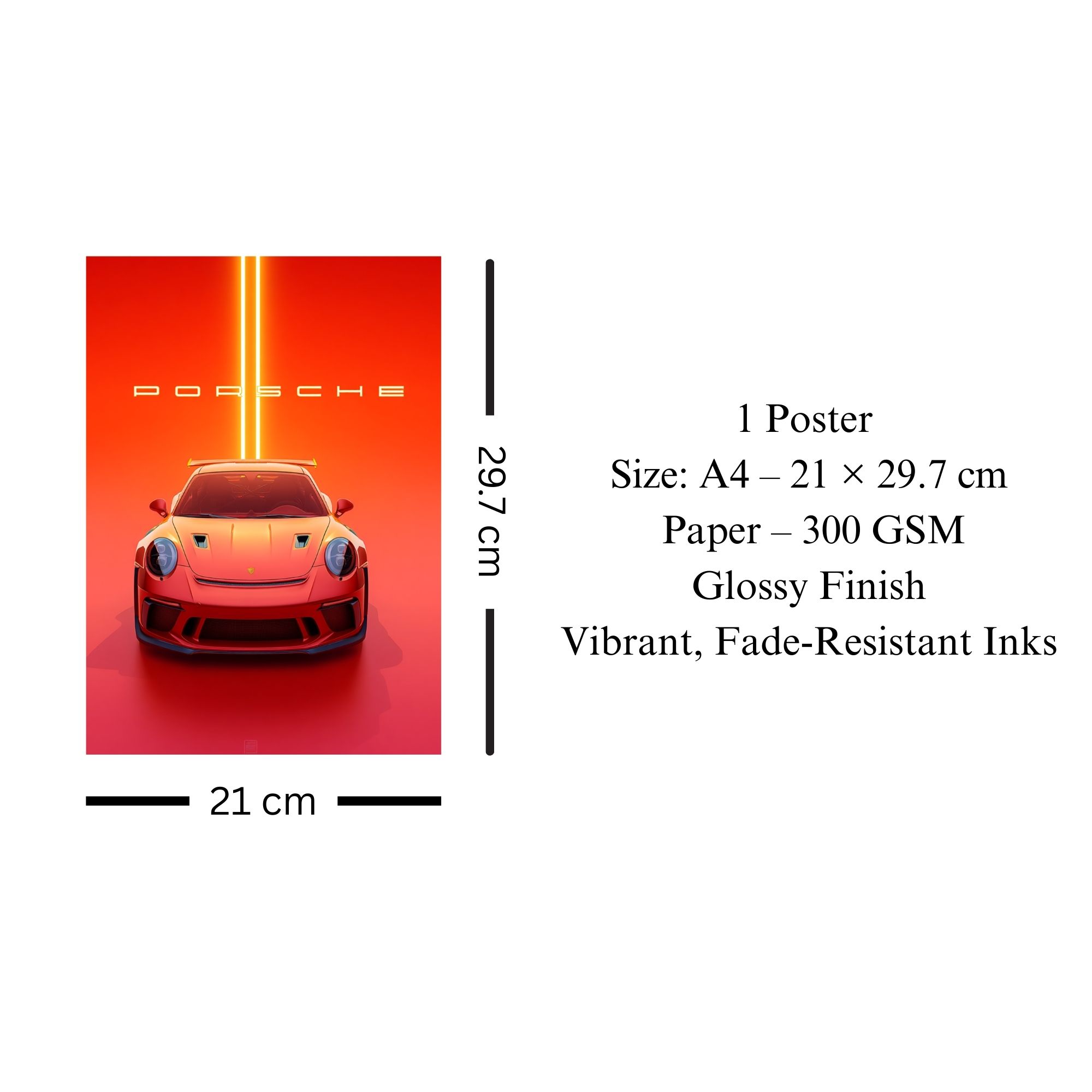 Porsche GT Poster A4 | Red Supercar Wall Art image 3