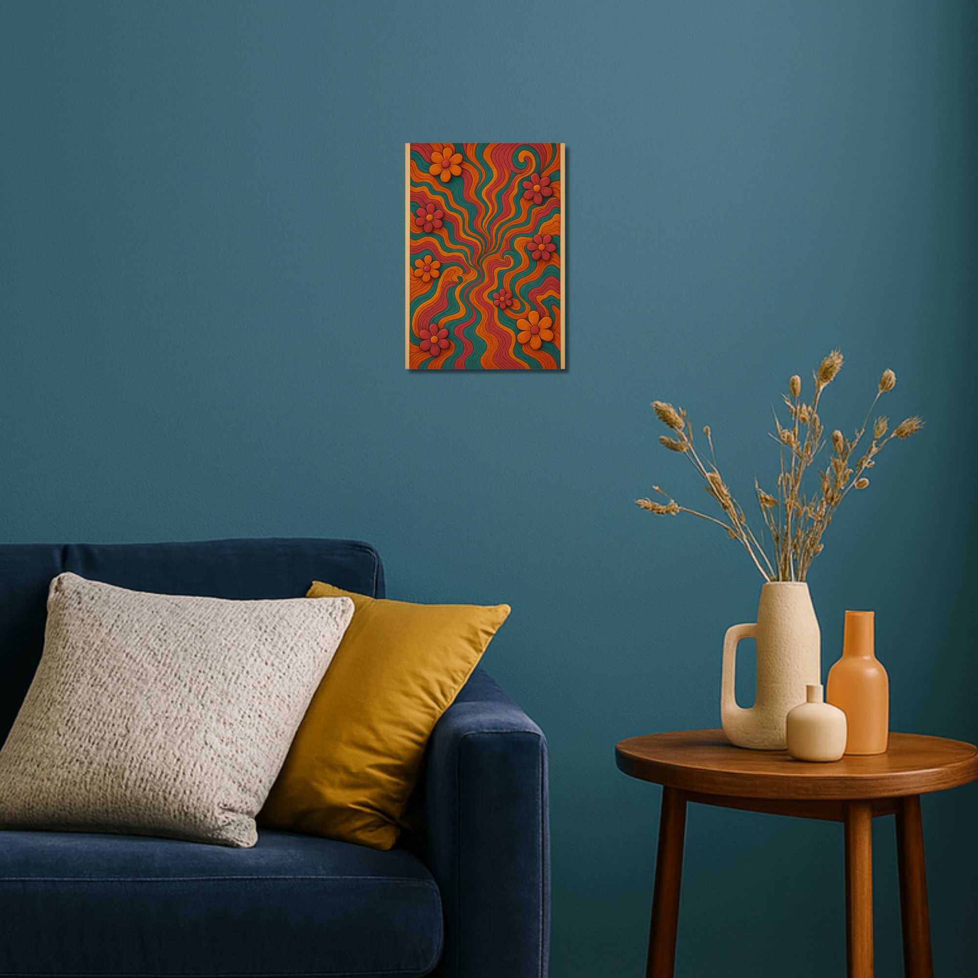 Psychedelic Floral Waves Poster A4 image 2