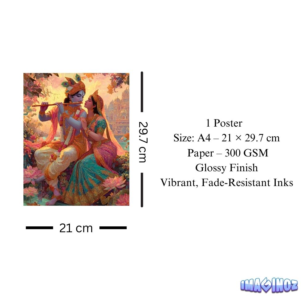 Radha Krishna Flute Poster A4 image 3