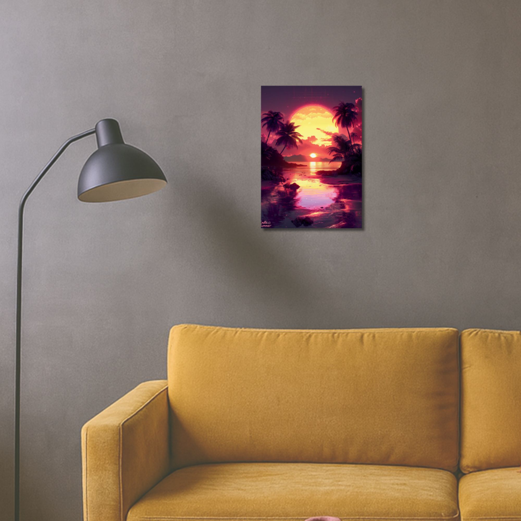 Retro Neon Sunset Poster A4 image 2