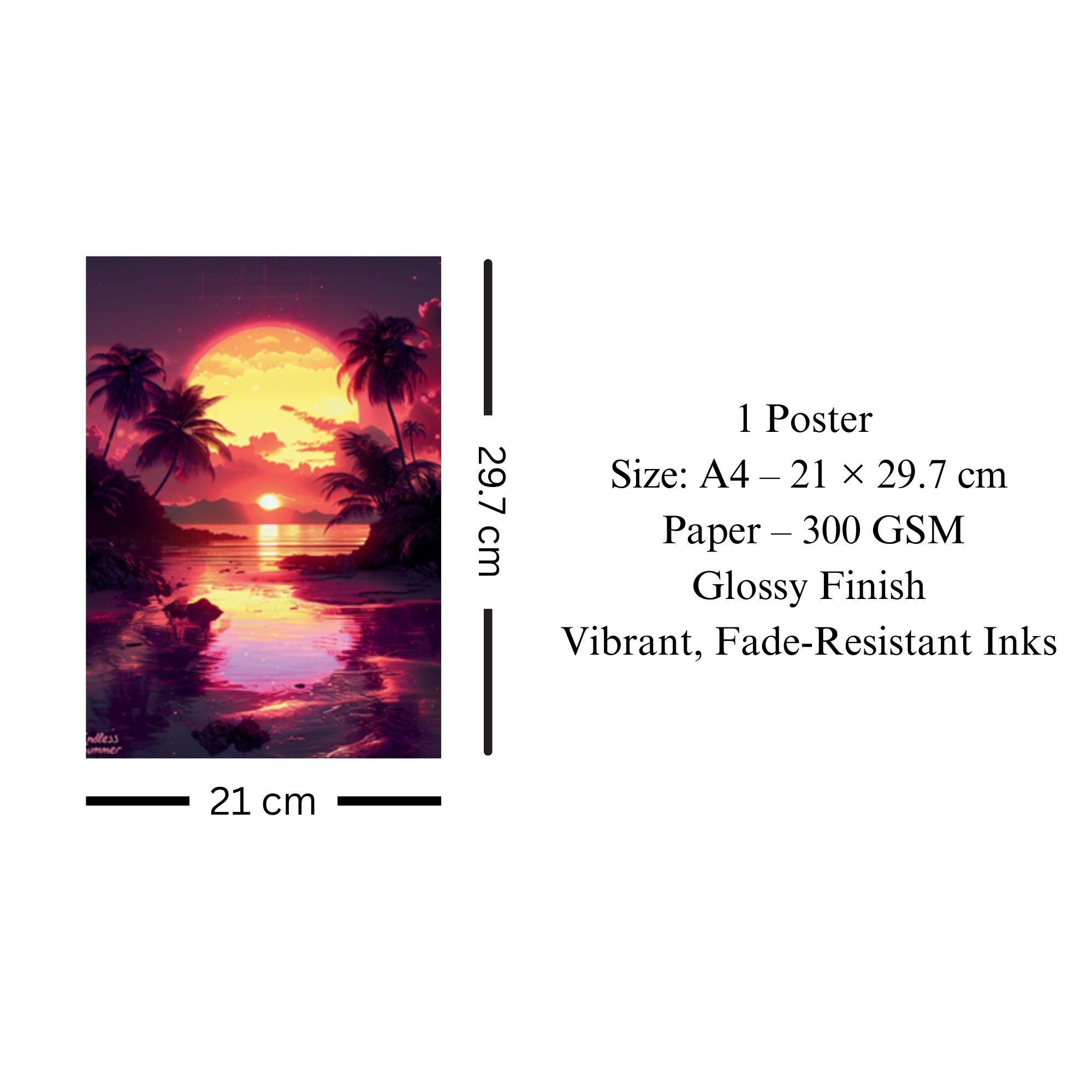 Retro Neon Sunset Poster A4 image 3