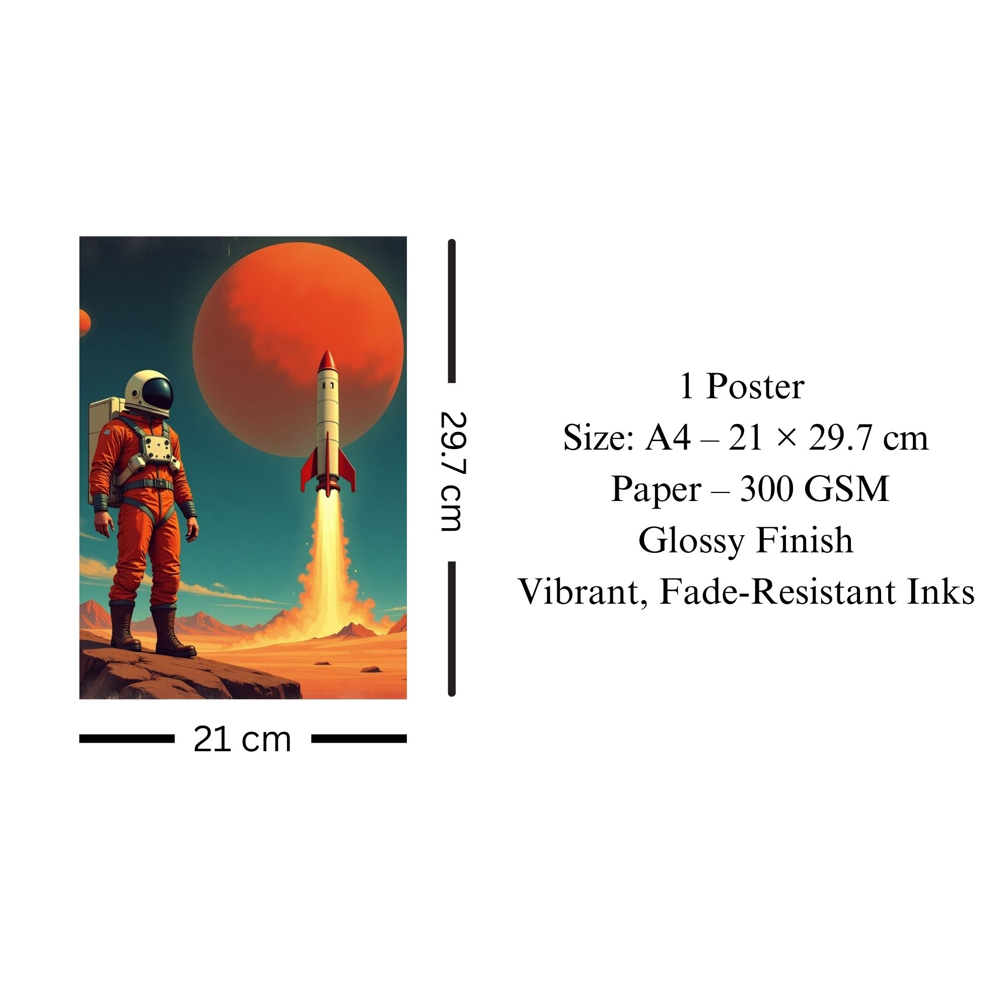 Retro Space Explorer Poster A4 image 3