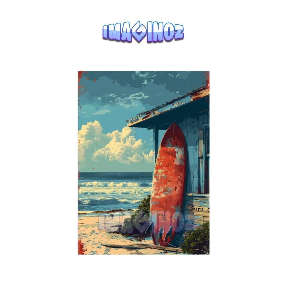Retro Surf Shack Poster A4