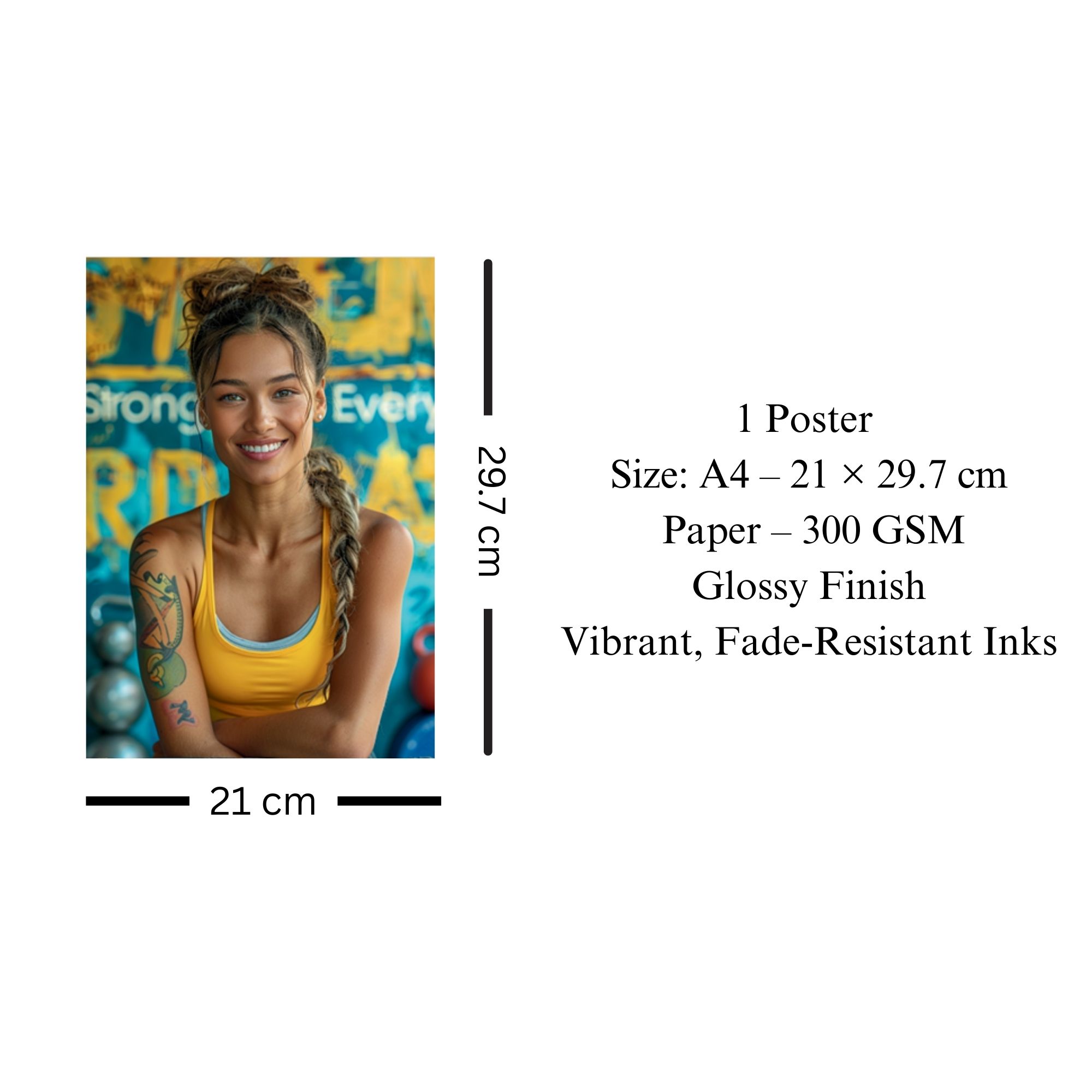 Strong & Confident Gym Poster A4 image 3