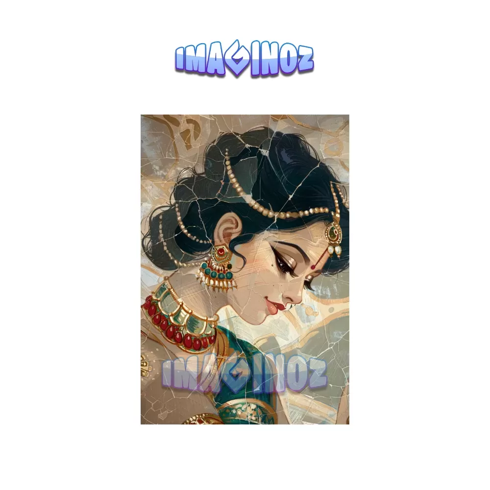 Traditional Indian Woman Portrait Poster A4 | Cultural Wall Art