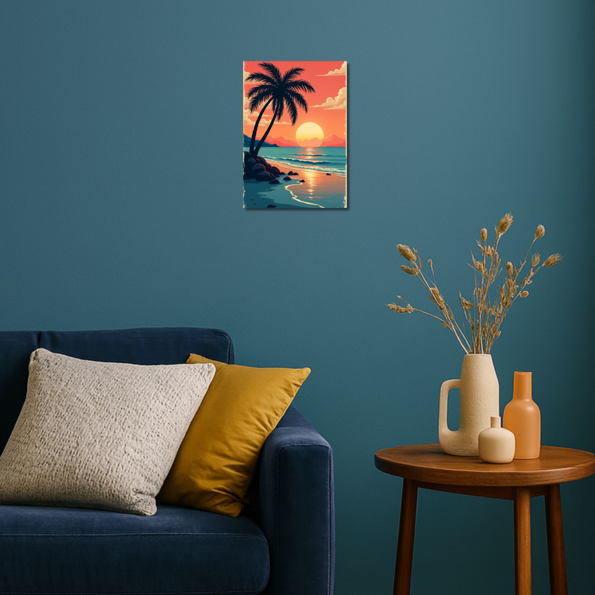 Tropical Sunset Beach Poster A4 image 2