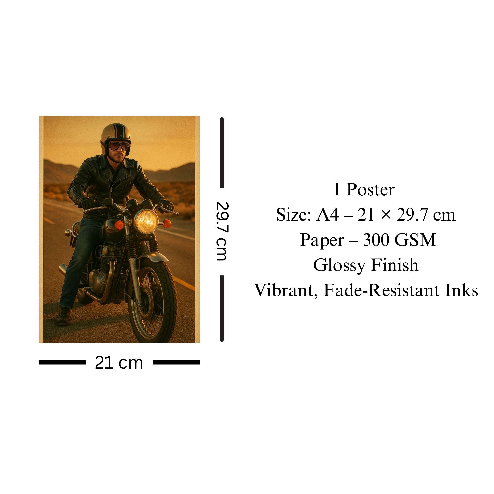Vintage Biker Poster A4 image 3