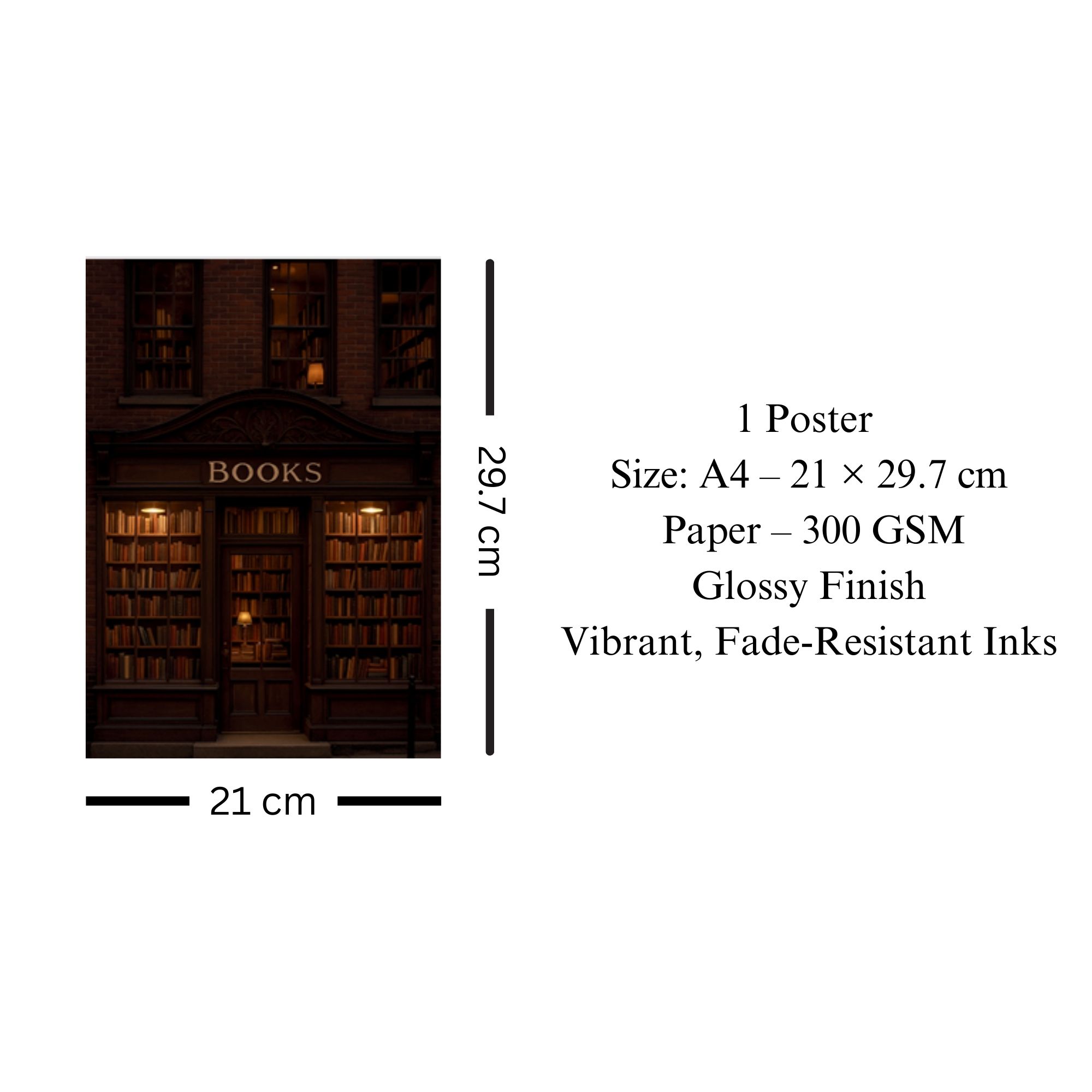 Vintage Bookstore Aesthetic Poster A4 image 3