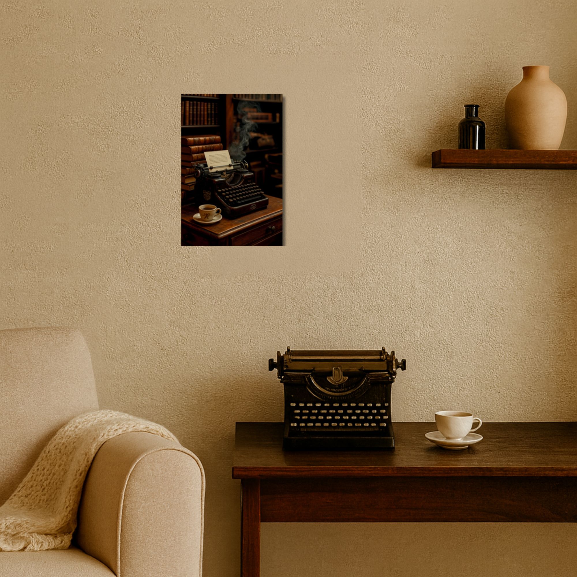 Vintage Typewriter & Coffee Poster A4 image 2