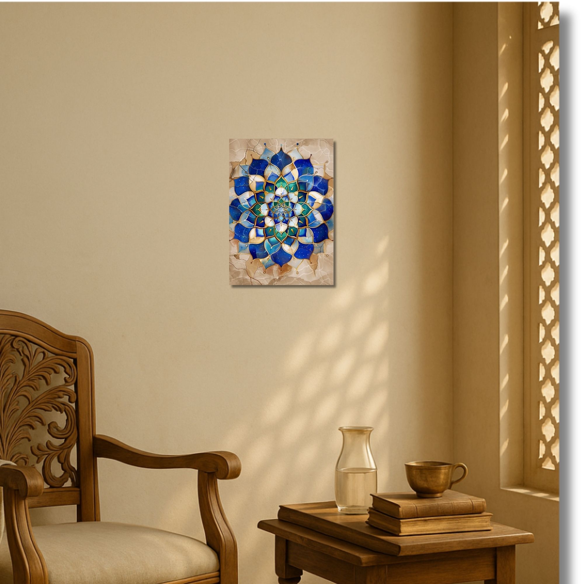 Blue Lotus Mandala Poster A4 | Meditation & Spiritual Wall Art image 2