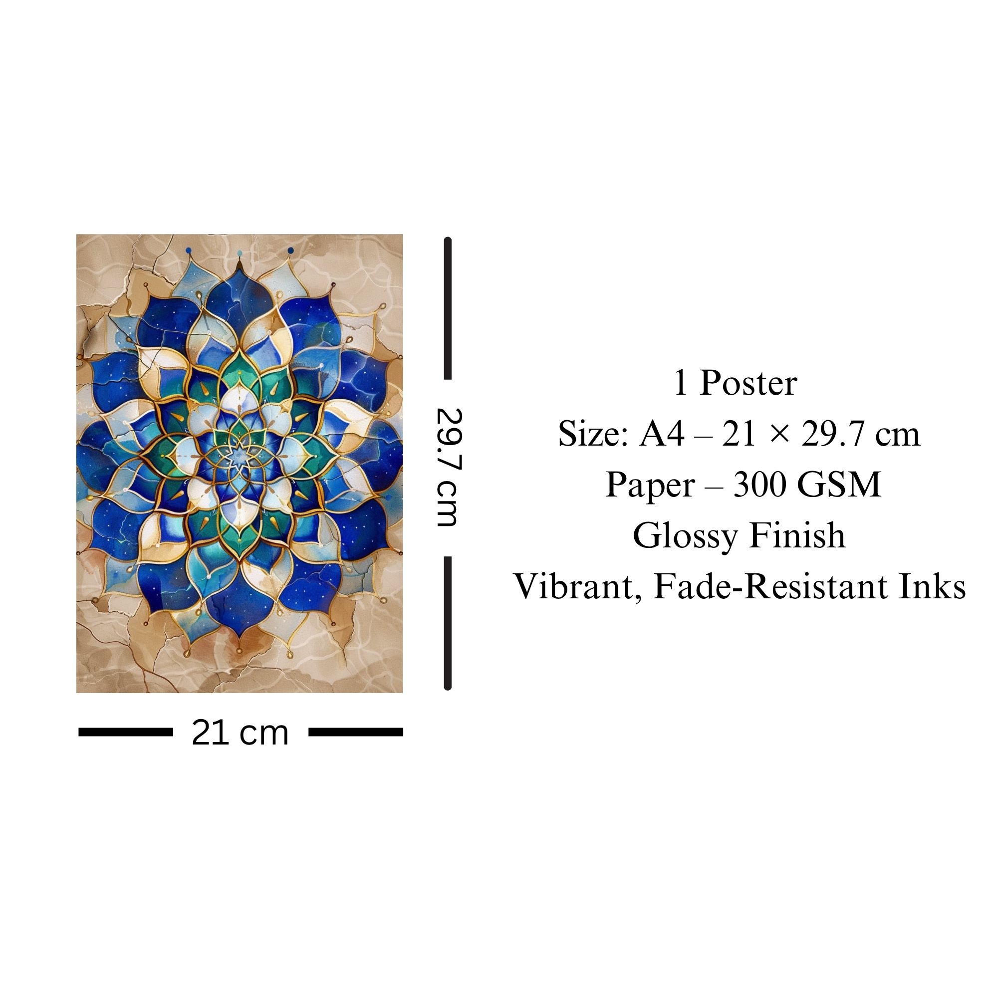 Blue Lotus Mandala Poster A4 | Meditation & Spiritual Wall Art image 3