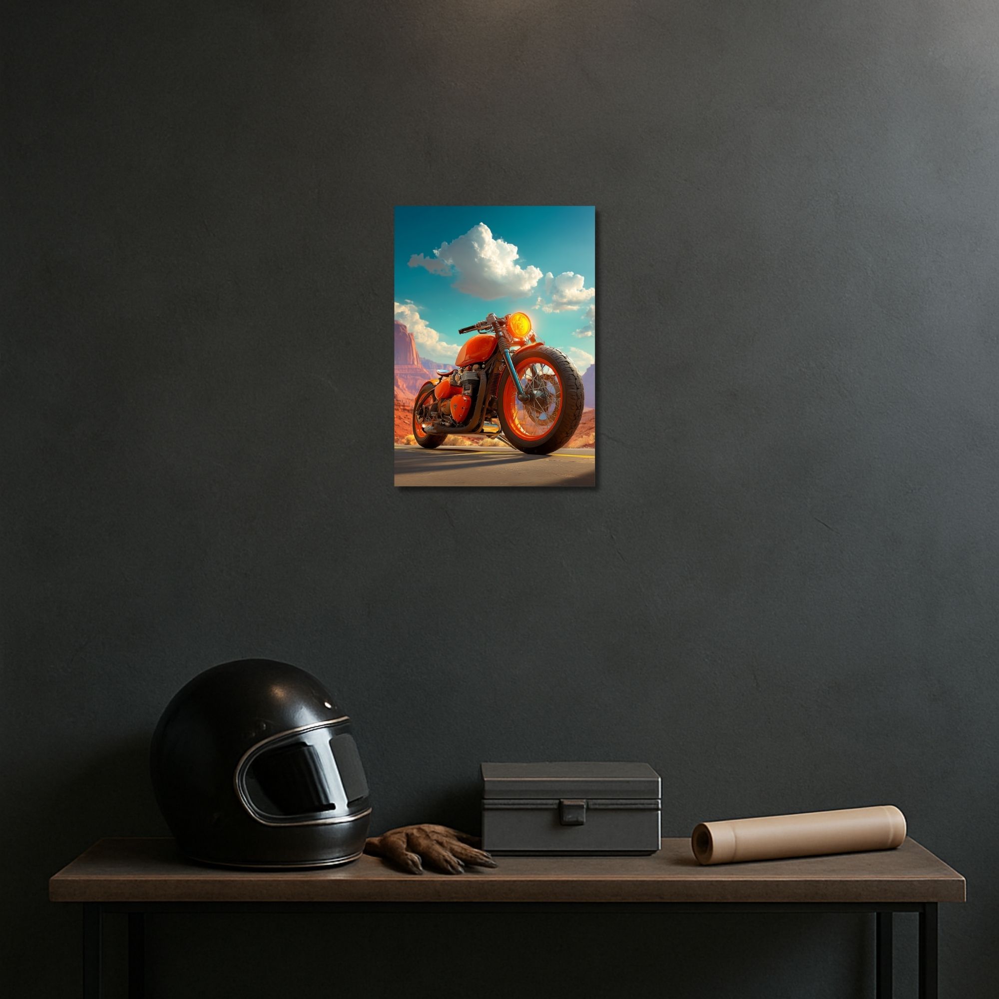 Custom Retro Motorcycle Poster A4 | Desert Ride Wall Art image 2