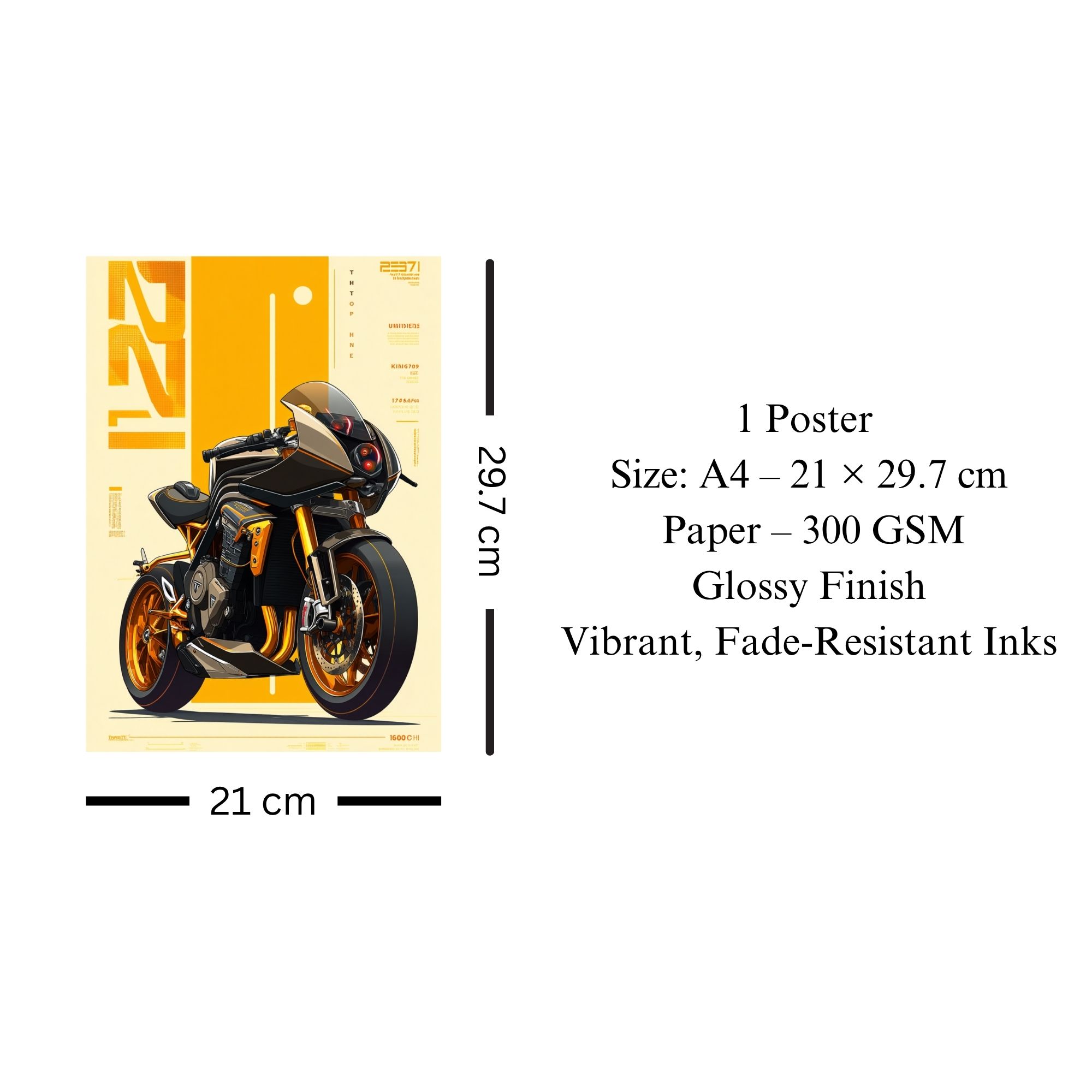Futuristic Superbike Poster A4 | Tech-Inspired Motorcycle Wall Art image 3