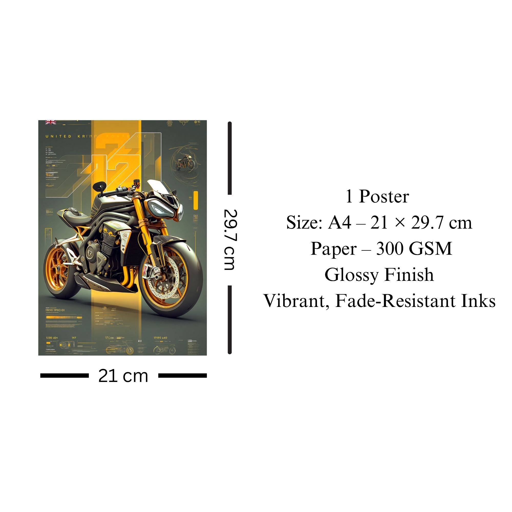 Futuristic Triumph Concept Poster A4 | High-Tech Motorcycle Wall Art image 3