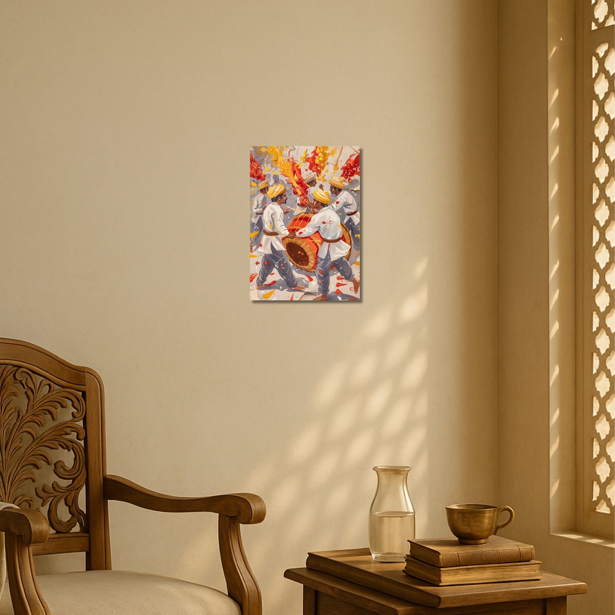Holi Celebration with Dhol Poster A4 | Indian Festival Wall Art image 2