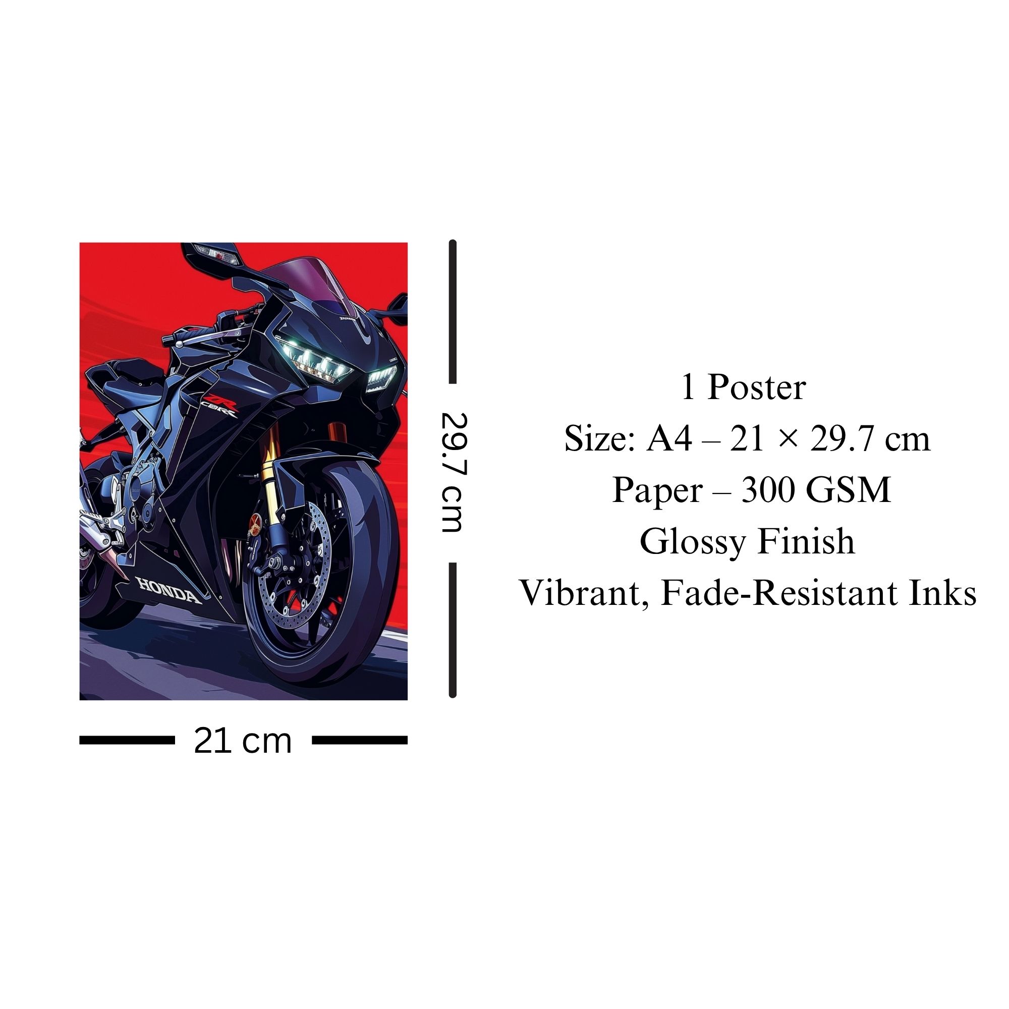 Honda CBR Fireblade Superbike Poster A4 | Premium Wall Art image 3