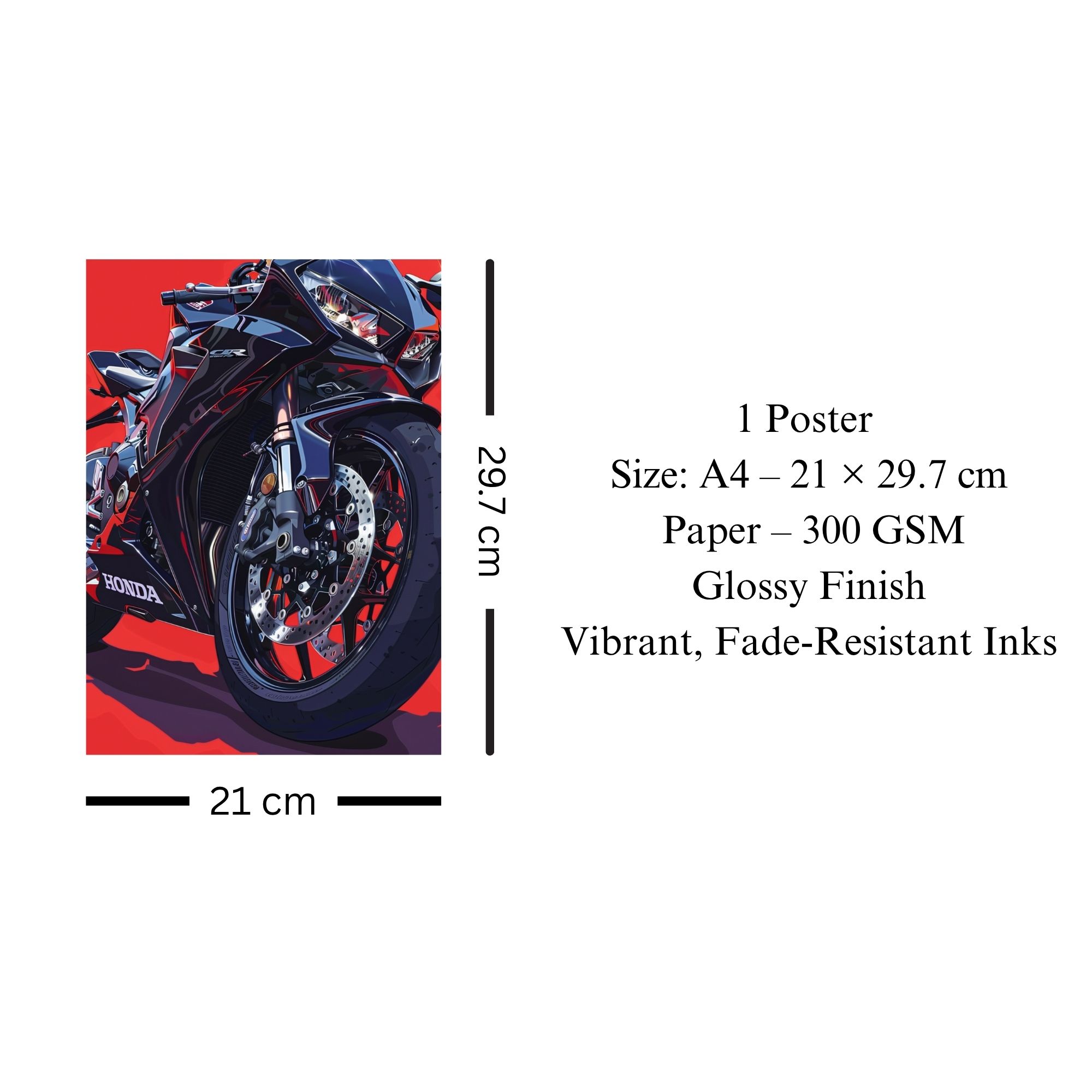 Honda CBR Superbike Poster A4 | Premium Motorcycle Wall Art image 3