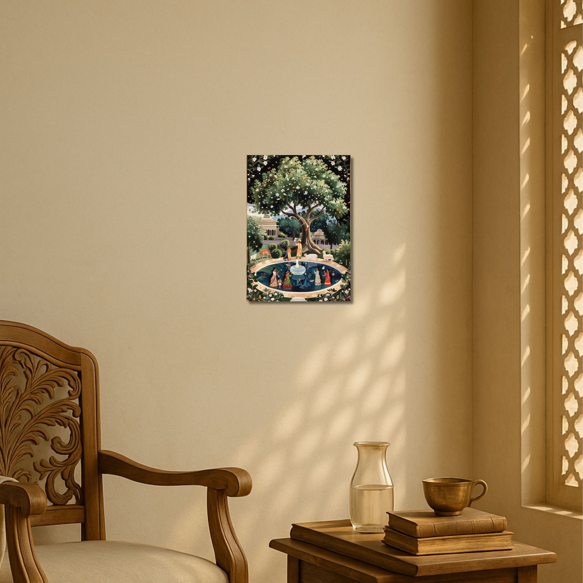 Indian Garden Scene Poster A4 | Traditional Cultural Wall Art image 2
