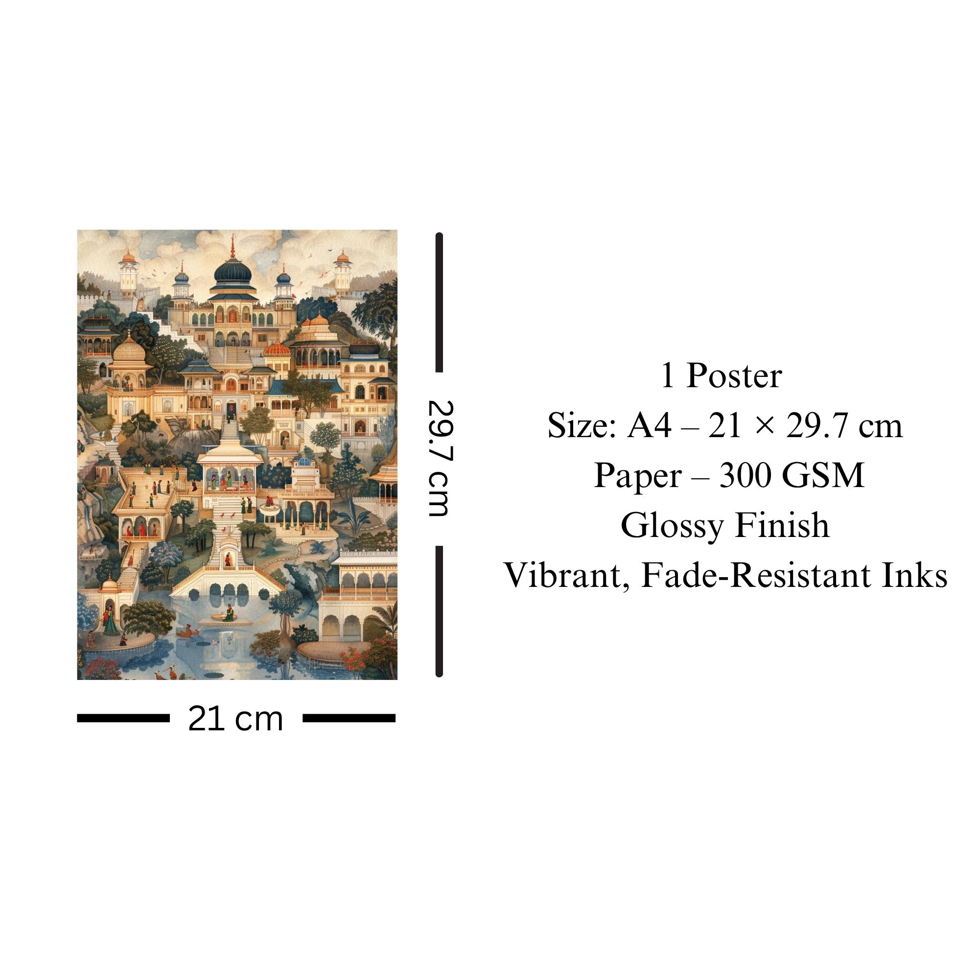 Indian Royal Palace Poster A4 | Heritage Landscape Wall Art image 3